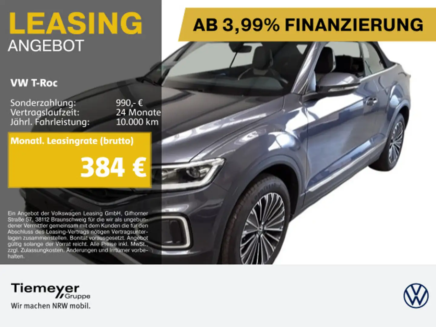 Volkswagen T-Roc Cabrio 1.5 TSI DSG STYLE UPE57 LM19 LEDER Grau - 1