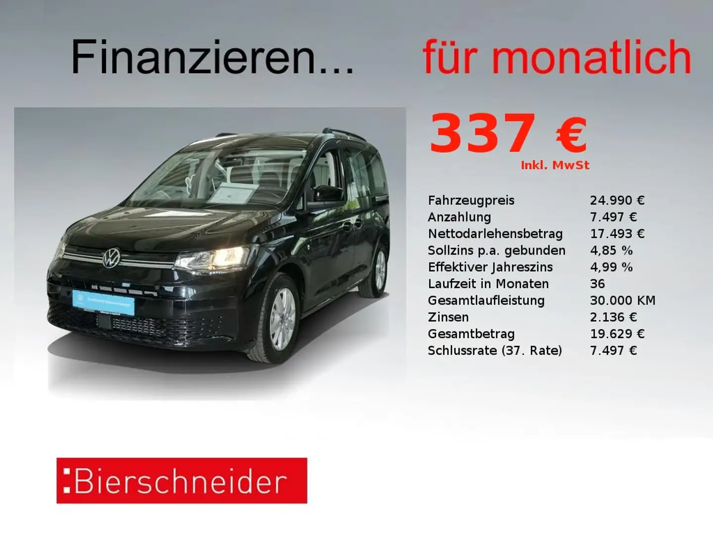 Volkswagen Caddy 2,0 TDI Life Navi ACC Kamera Schwarz - 1