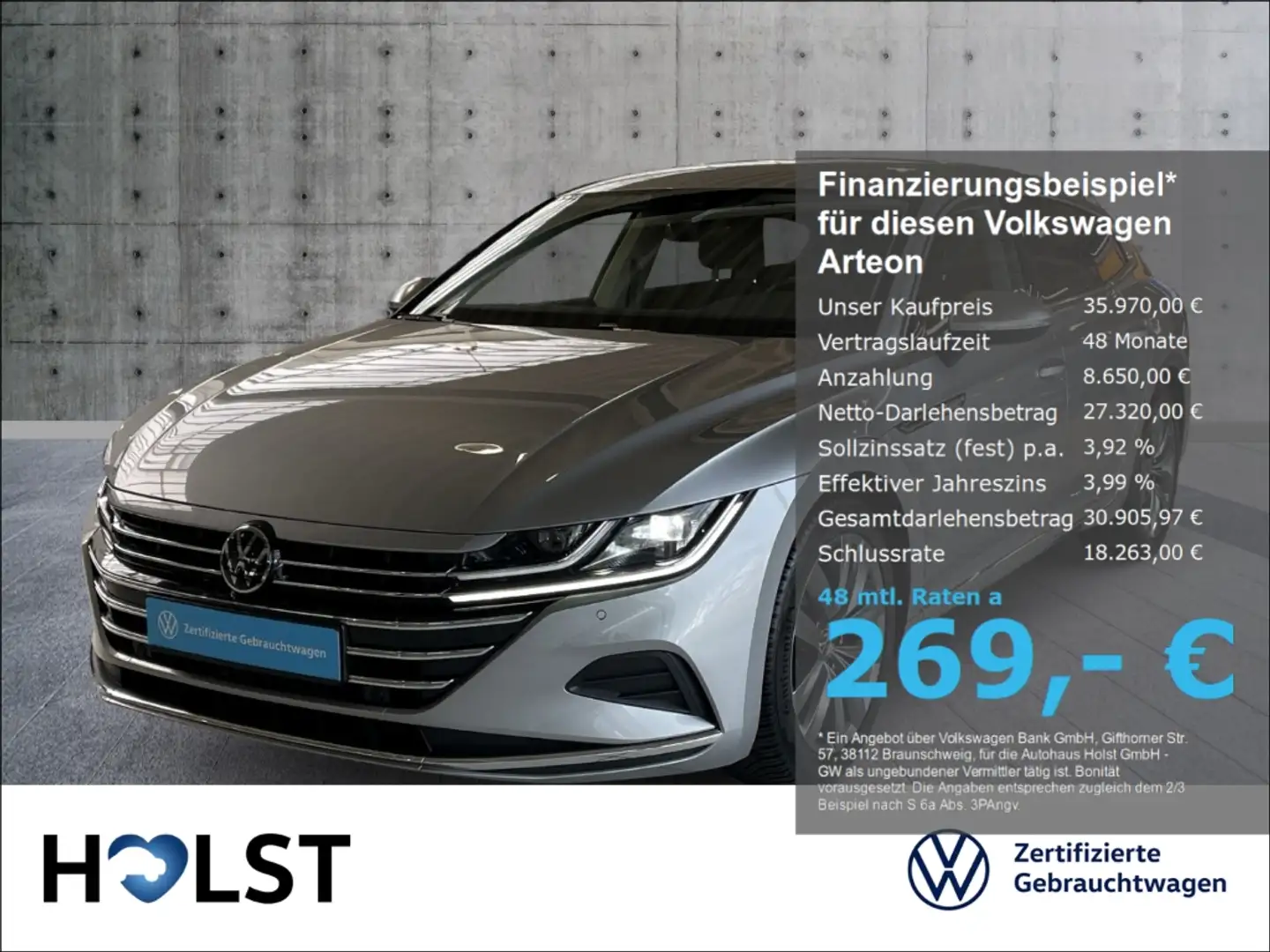 Volkswagen Arteon Shooting Brake 2.0TDI DSG Elegance AHK Navi GJR Silber - 1