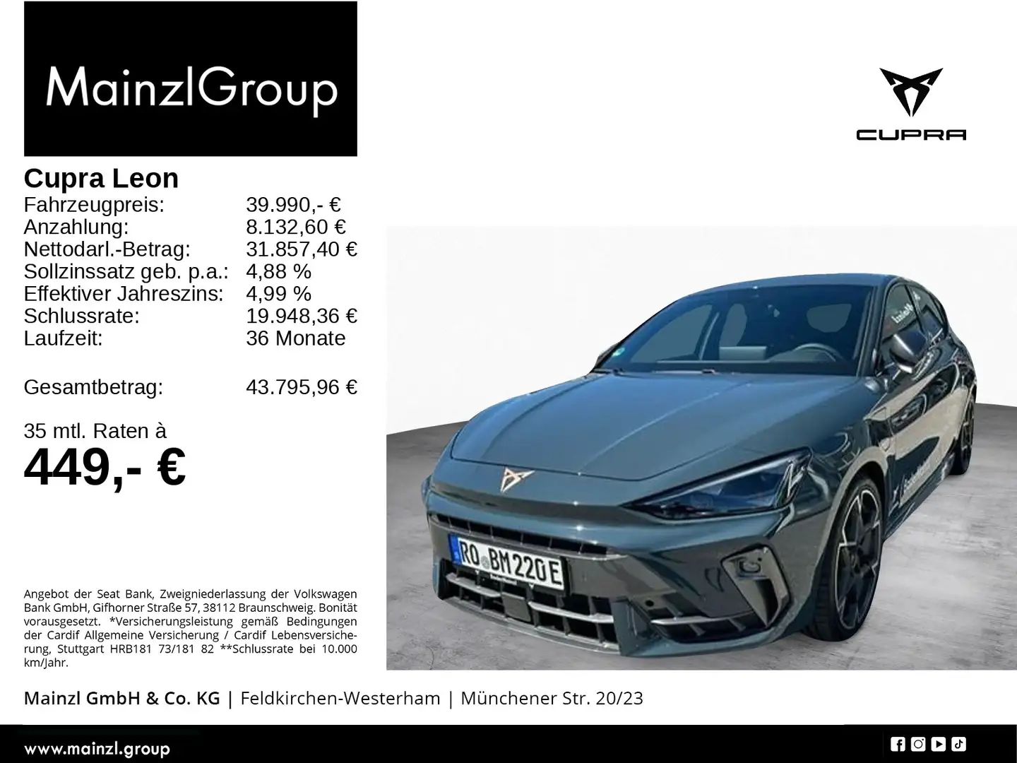 SEAT Leon 1.5 eTSI DSG VZ ACC Matrix Kam. SHZ Blau - 1