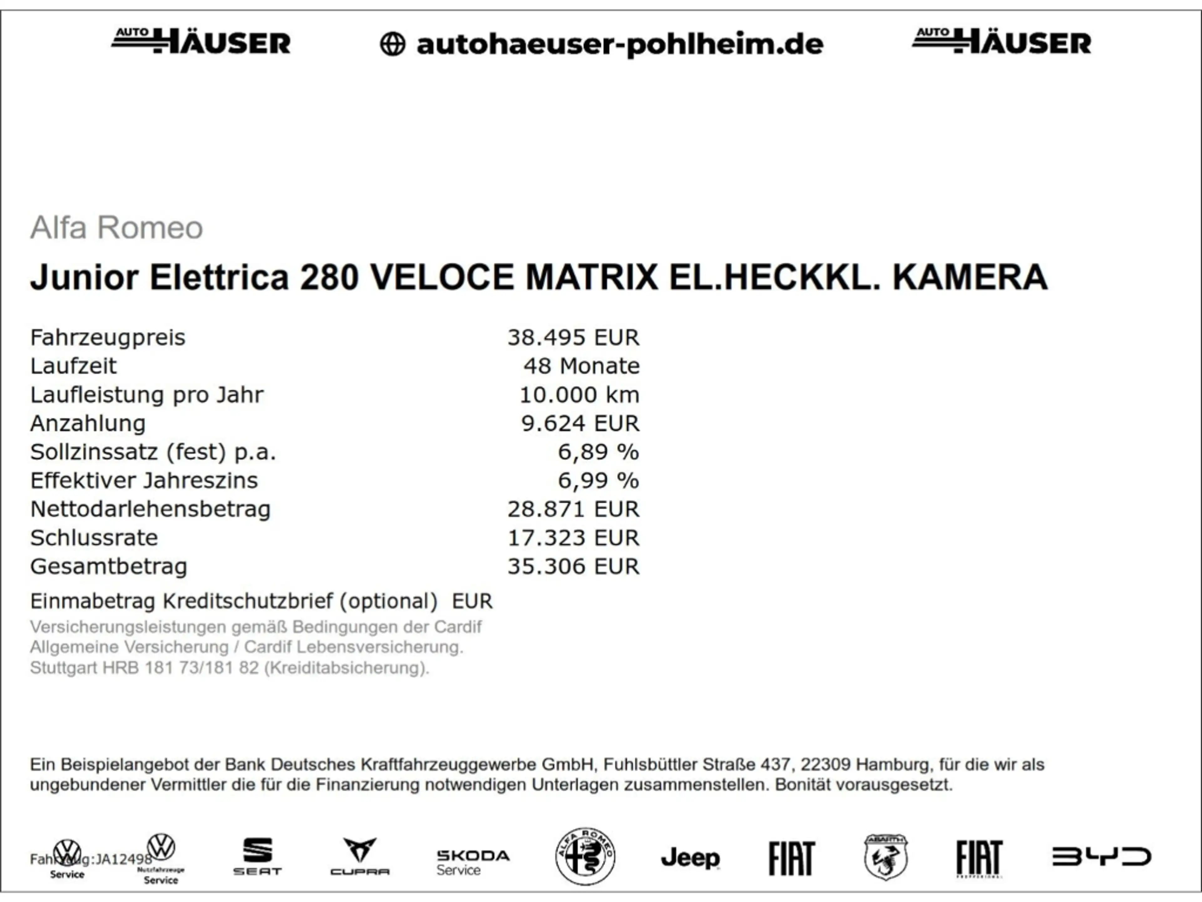Alfa Romeo Junior Elettrica 280 VELOCE MATRIX EL.HECKKL. KAMERA SABE — photo 2