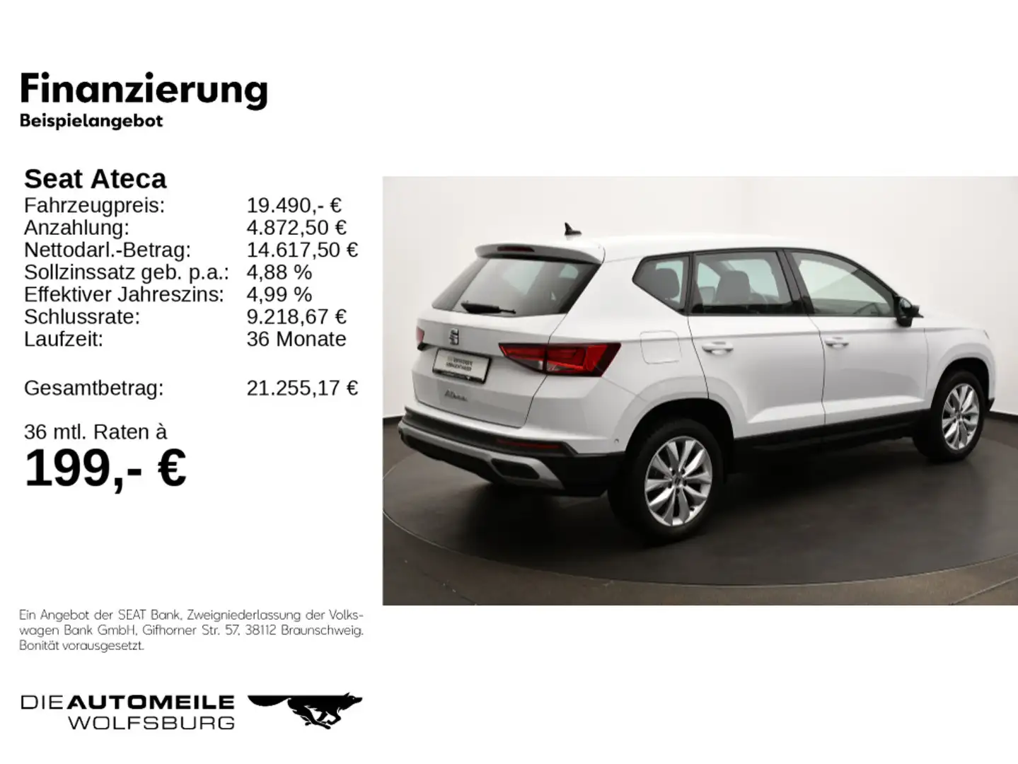 SEAT Ateca 2.0 TDI Style LED/AHK/Navi Weiß - 2