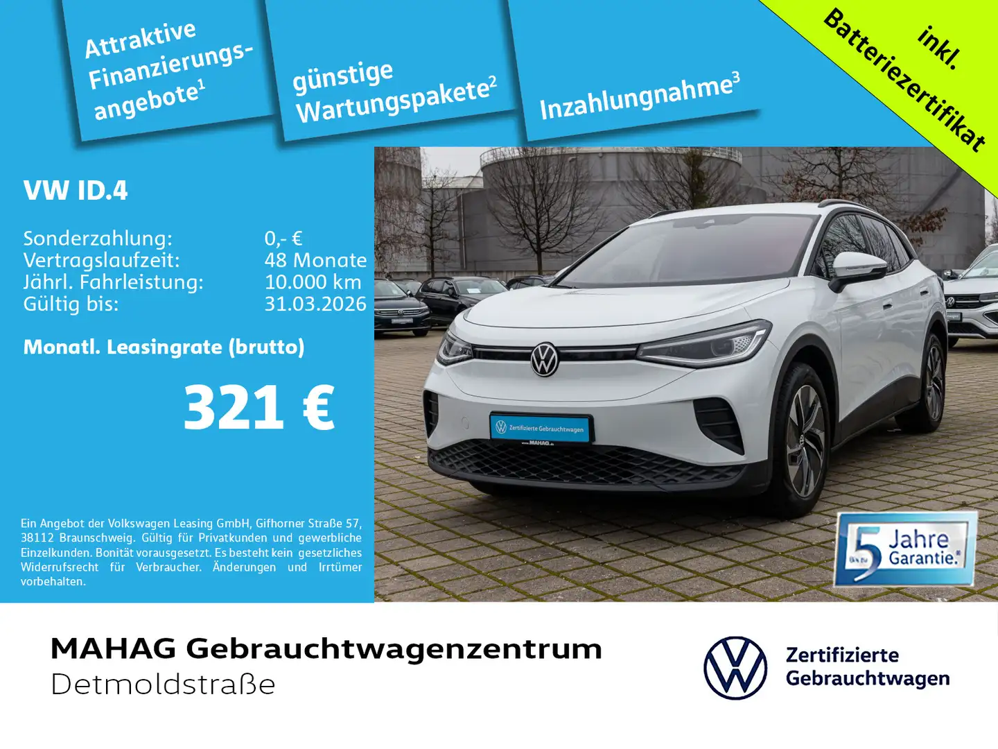 Volkswagen ID.4 Pure 125kW WärmePumpe NaviPro IQ.LIGHT AHK Weiß - 1