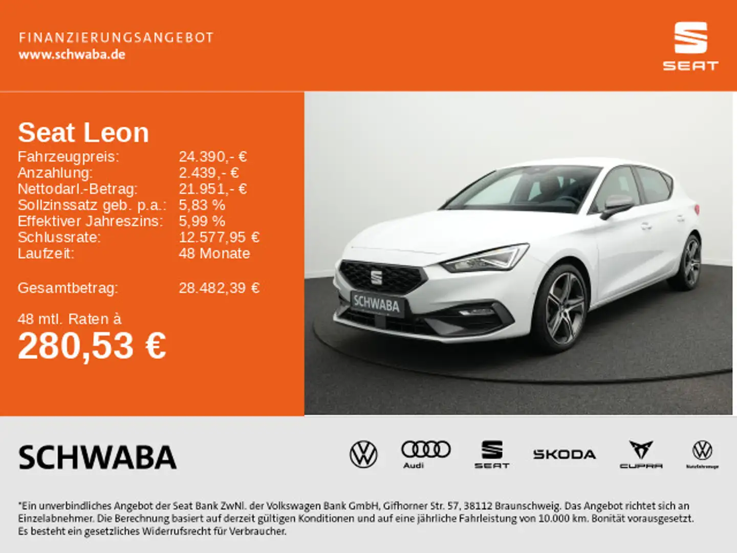 SEAT Leon FR Plus 1.5 eTSI DSG *LED*ACC*PDC*R-KAM*18" Blanc - 1