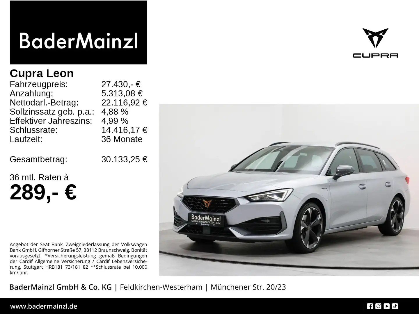 CUPRA Leon ST 1.4 e-Hybrid DSG Navi SHZ Kamera Virtual Silber - 1