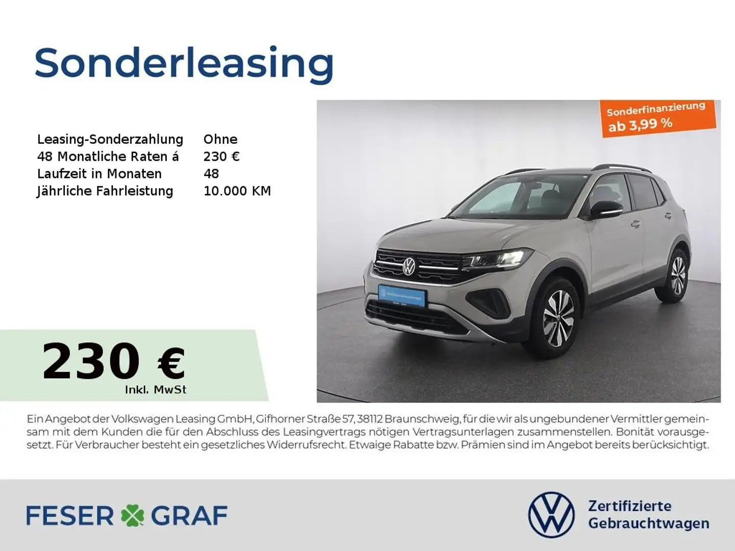 Volkswagen T-Cross Goal 1.0 TSI APP SiHz PDC ACC V-Cockpit Grau - 1