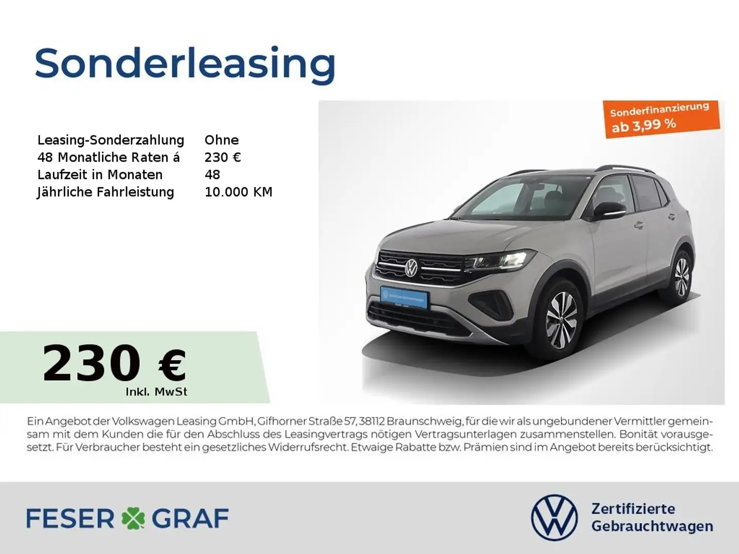 Volkswagen T-Cross Goal 1.0 TSI APP SiHz PDC ACC V-Cockpit Grau - 1