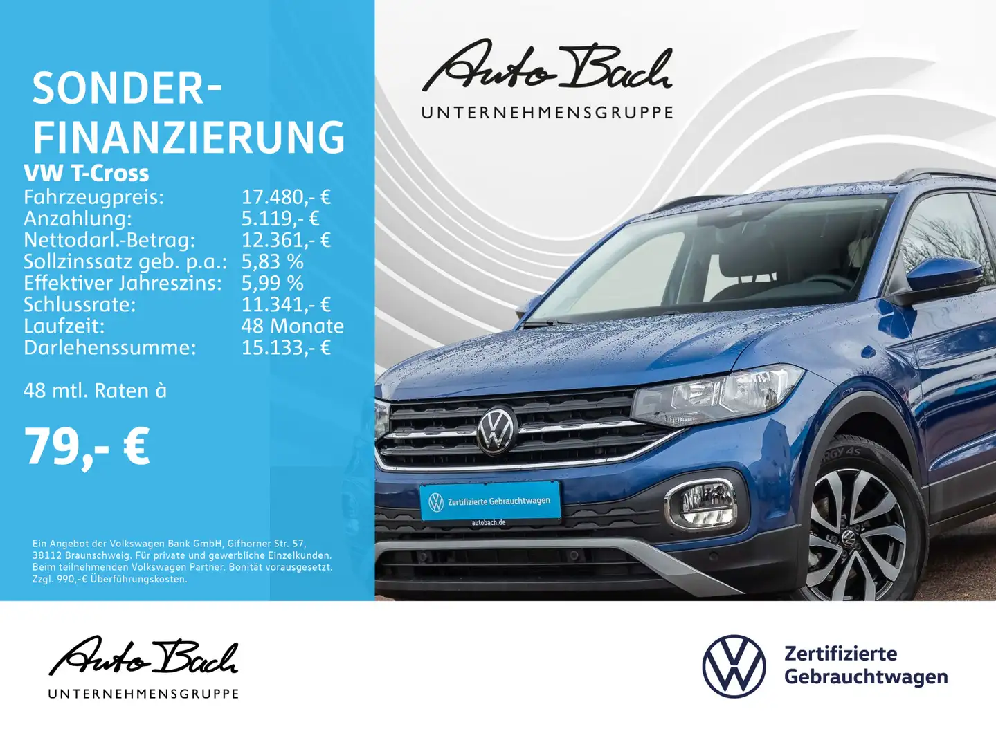 Volkswagen T-Cross 1.0 TSI "ACTIVE" Navi ACC Digital Cockpi Blauw - 1