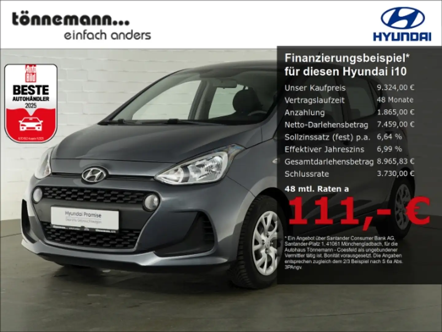 Hyundai i10 PASSION+NAVI+DAB+BLUETOOTH+TEMPOMAT Grau - 1