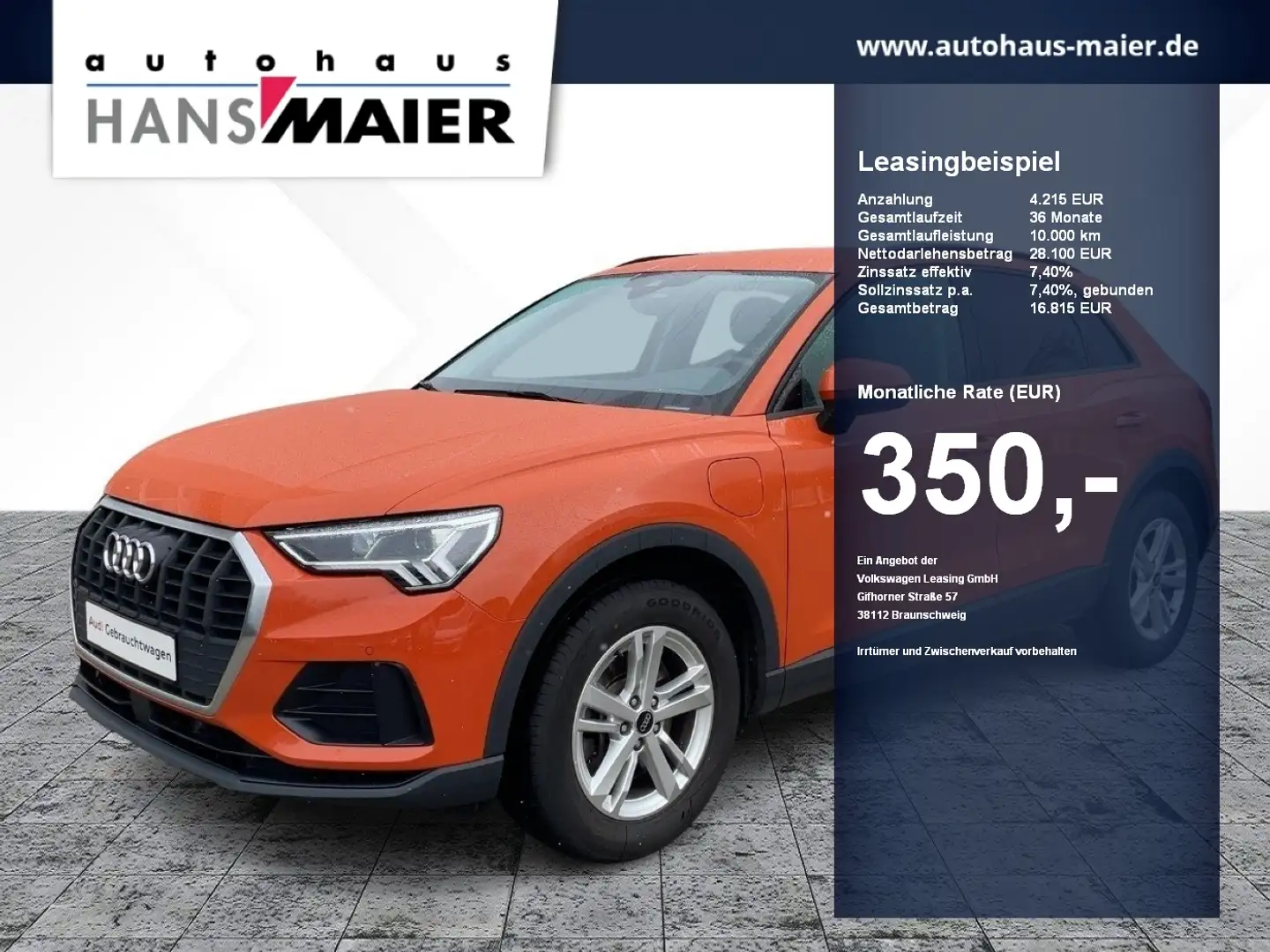 Audi Q3 TFSIe AHK PDC TopView NaviLED 8fach Orange - 1