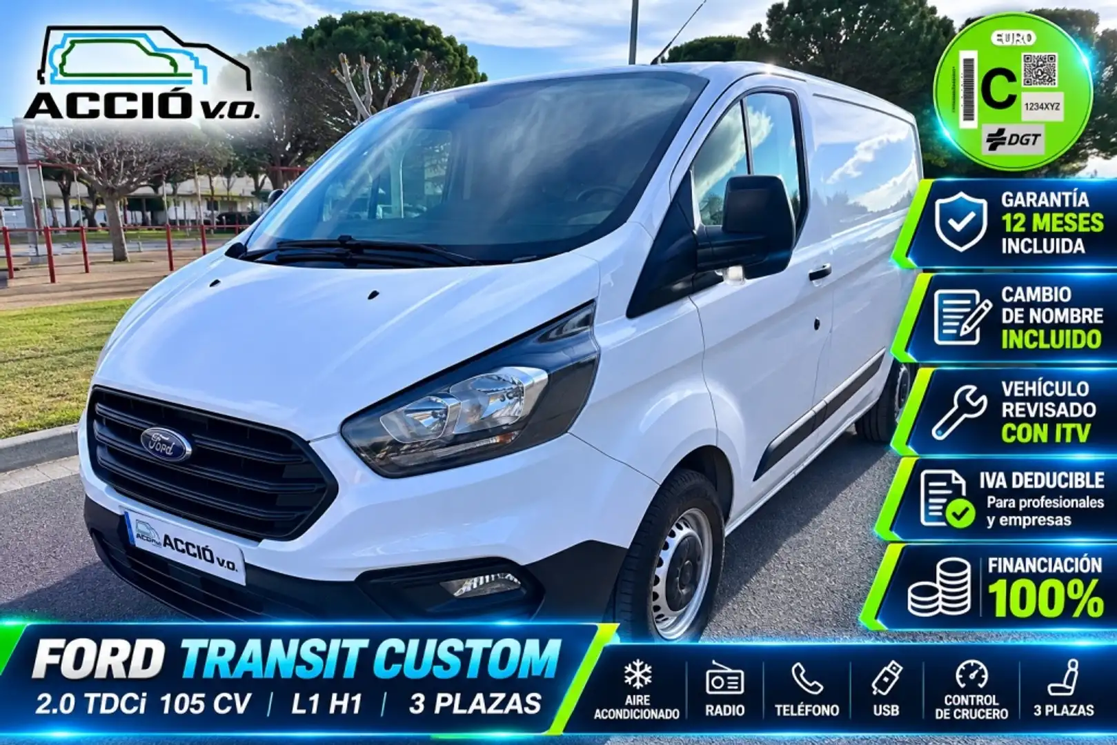 Ford Transit Custom FT 260 L1 Van Ambiente 105 Blanco - 1
