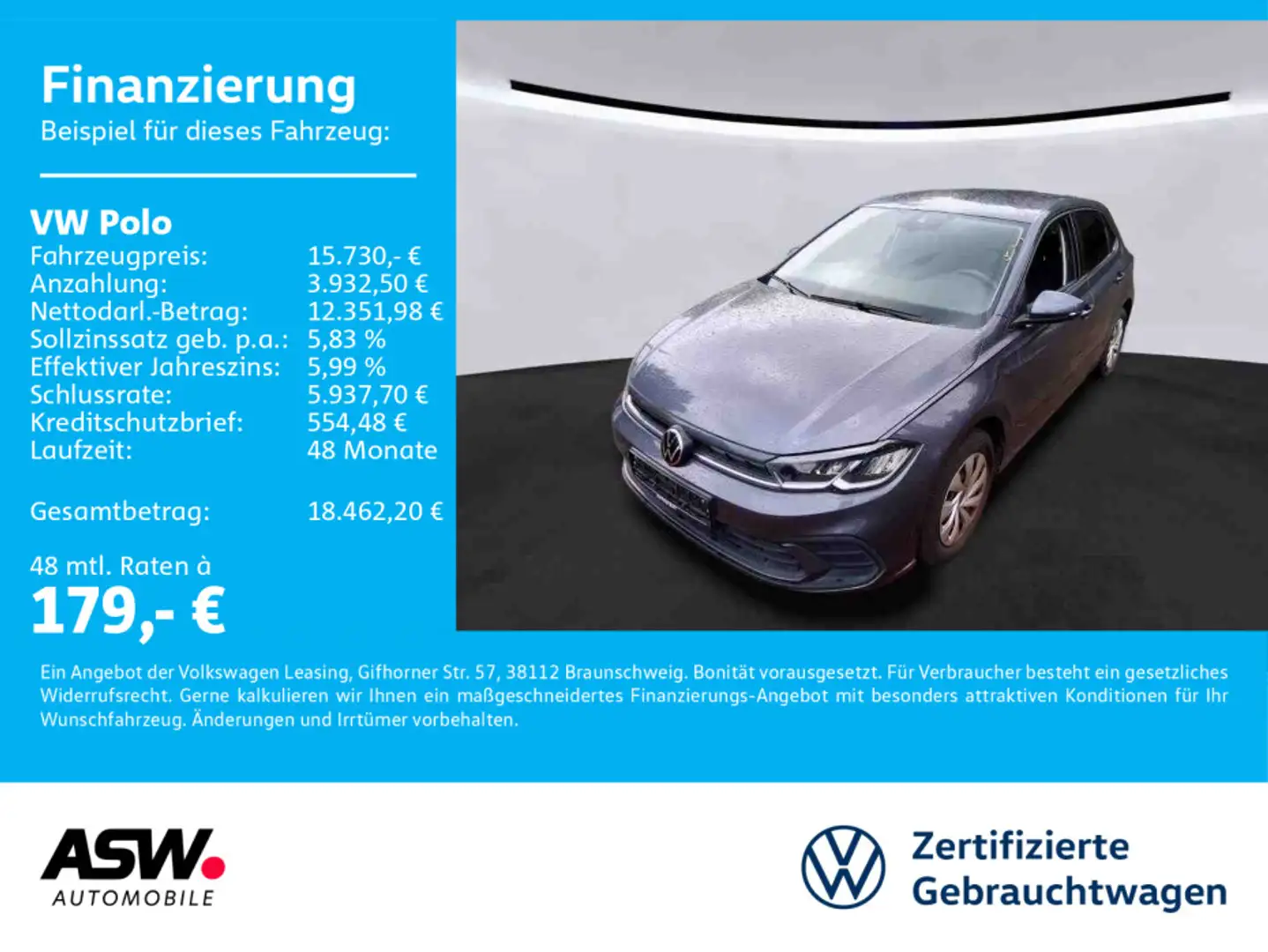 Volkswagen Polo Life 1.0 MPI LED PDC SHZ Grau - 1
