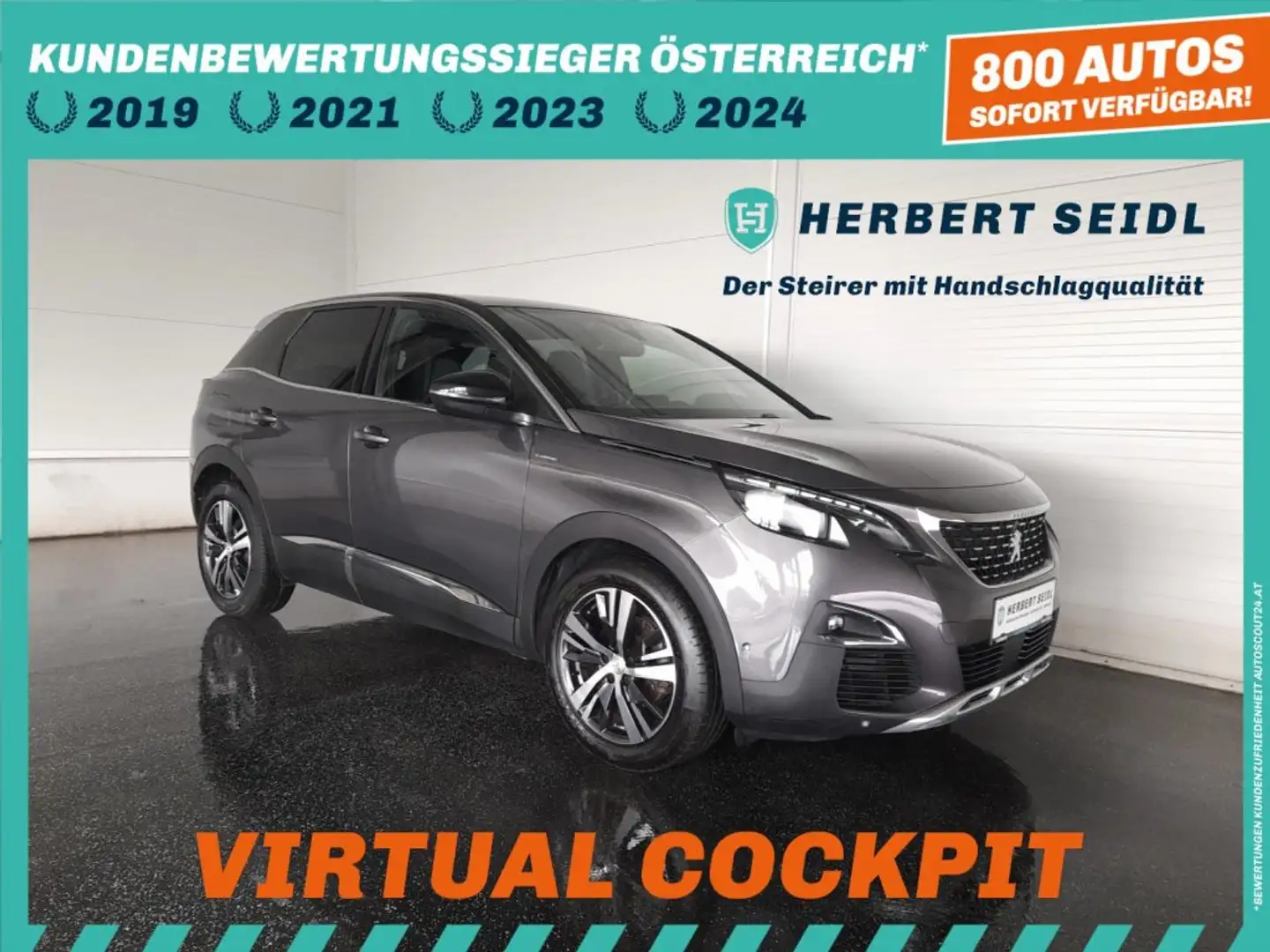 Peugeot 3008 GT-LINE 1,5 BlueHDi 130 Aut *VOLL LED / NAVI / VIRTUELL / 360° KAMERA / TEILLEDER / 2-ZONEN-KLIMA* Grau - 1