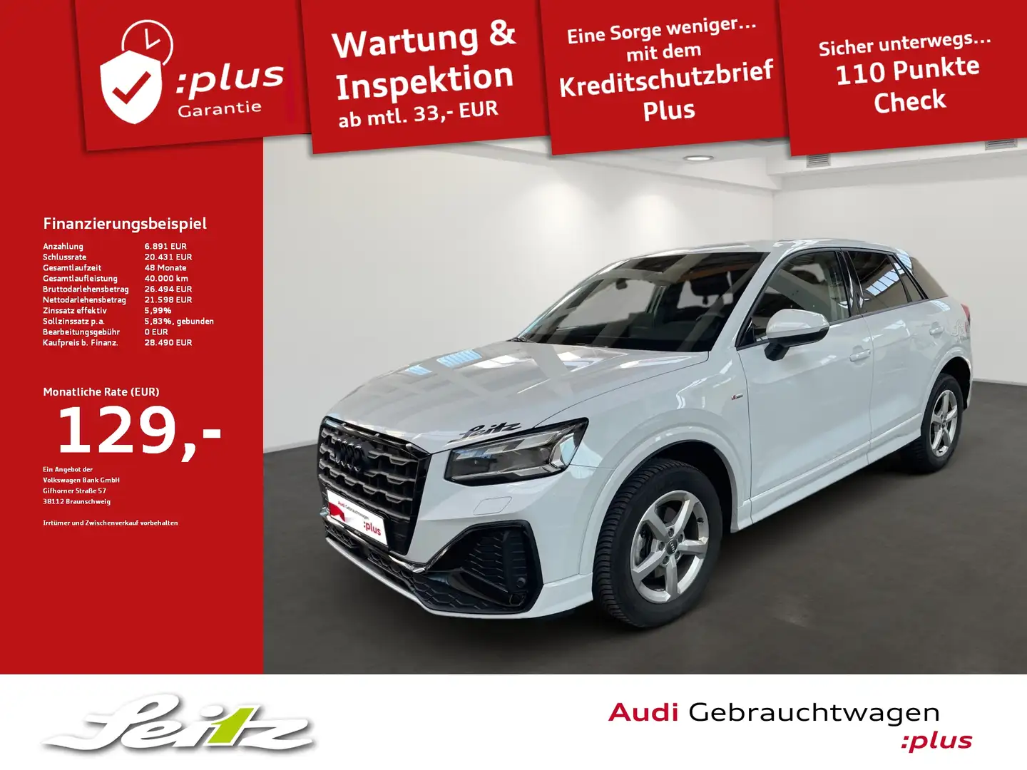 Audi Q2 35 TFSI S line *MATRIX*NAVI*PARKSENSOR* Wit - 1
