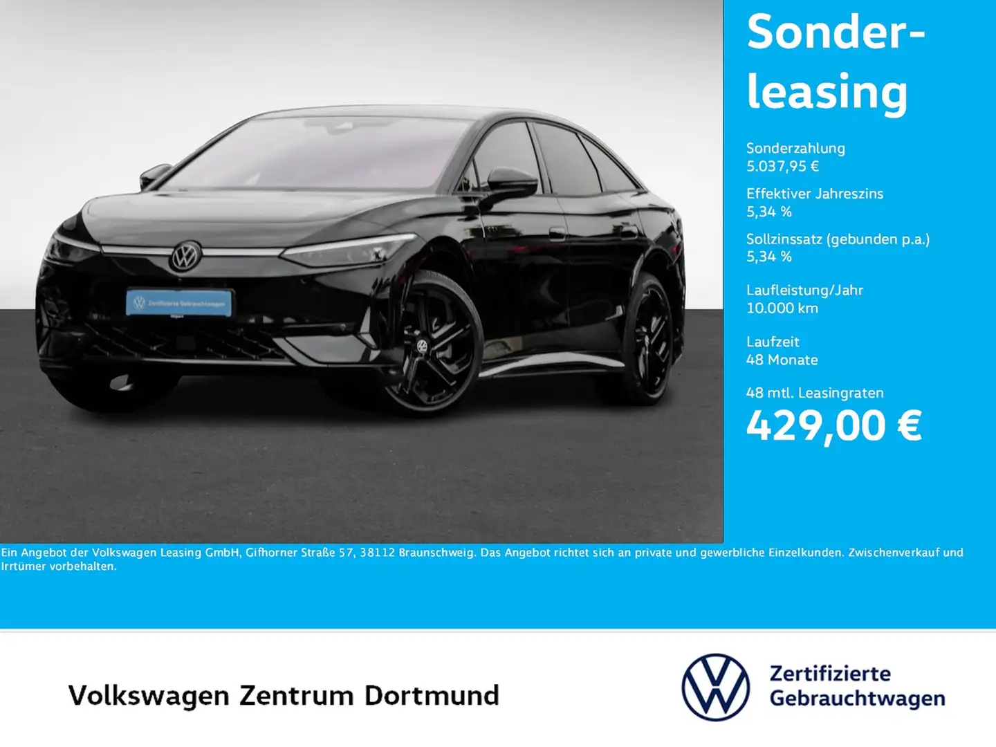 Volkswagen ID.7 GTX 4X4 WÄRMEPUMPE AHK 360CAM ACC LM20 NAVI Чорний - 1