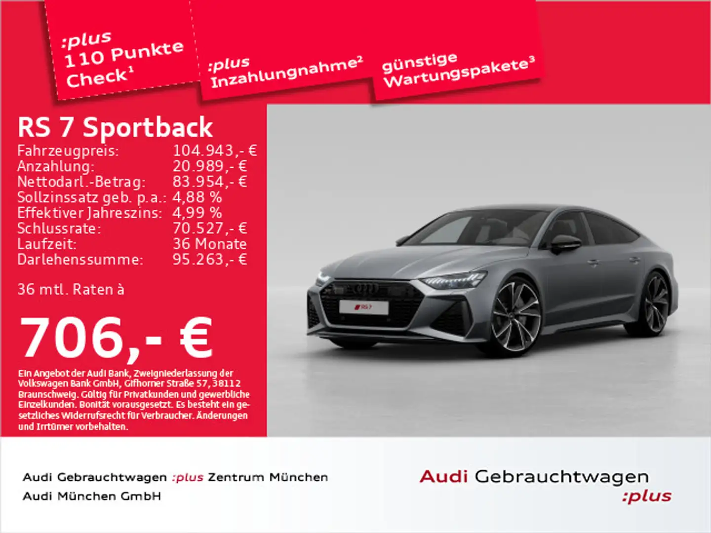 Audi RS7 RS7 Sportback tiptr. Dynamik+/Keramik/Essentials Gris - 1