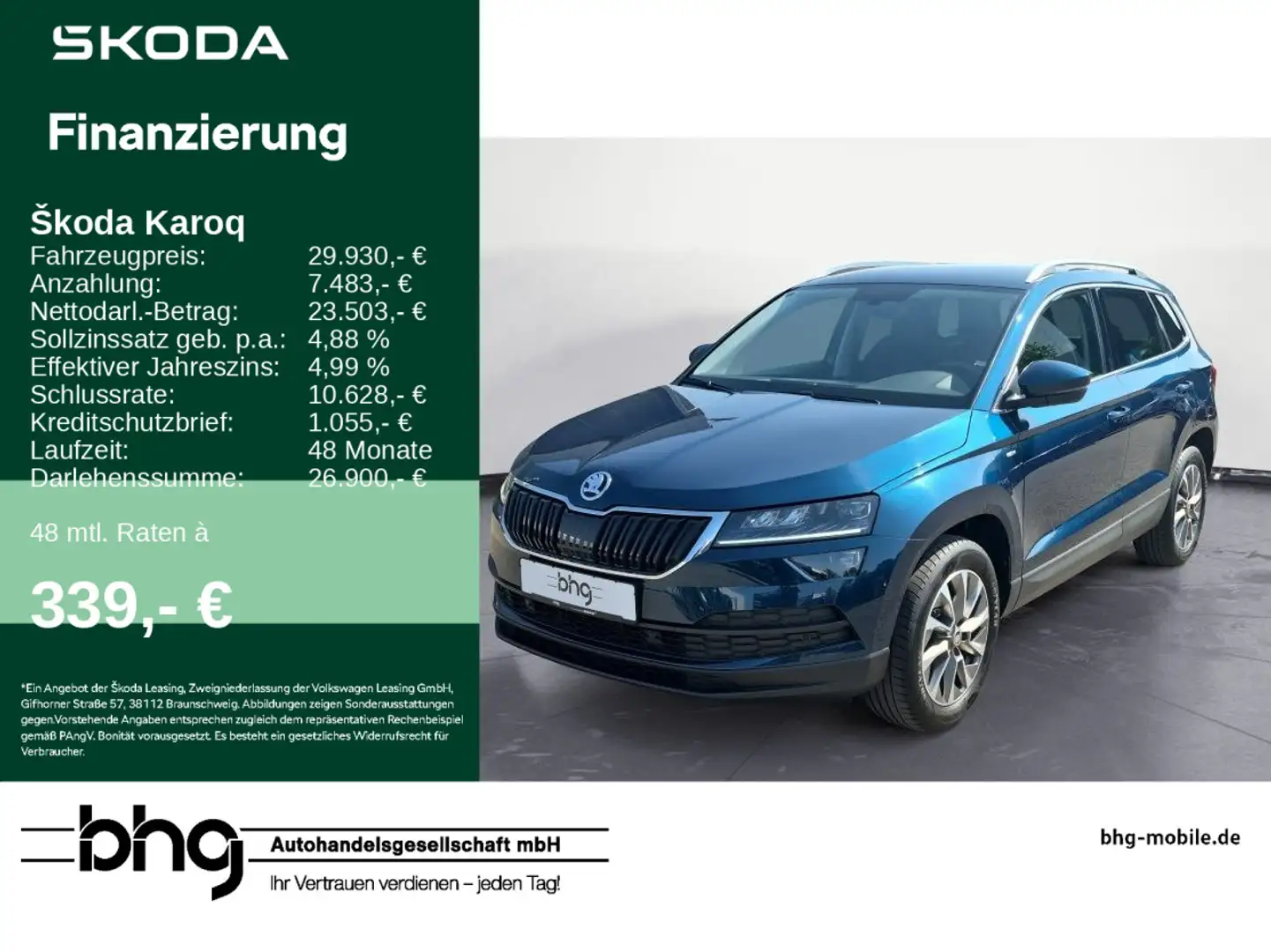 Skoda Karoq 2.0 TDI SCR 4x4 DSG Ambition Blau - 1