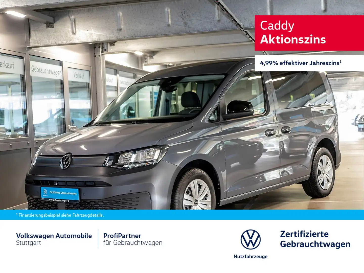 Volkswagen Caddy 1,5 l TSI Euro 6e Navi AHK Klima Grijs - 1