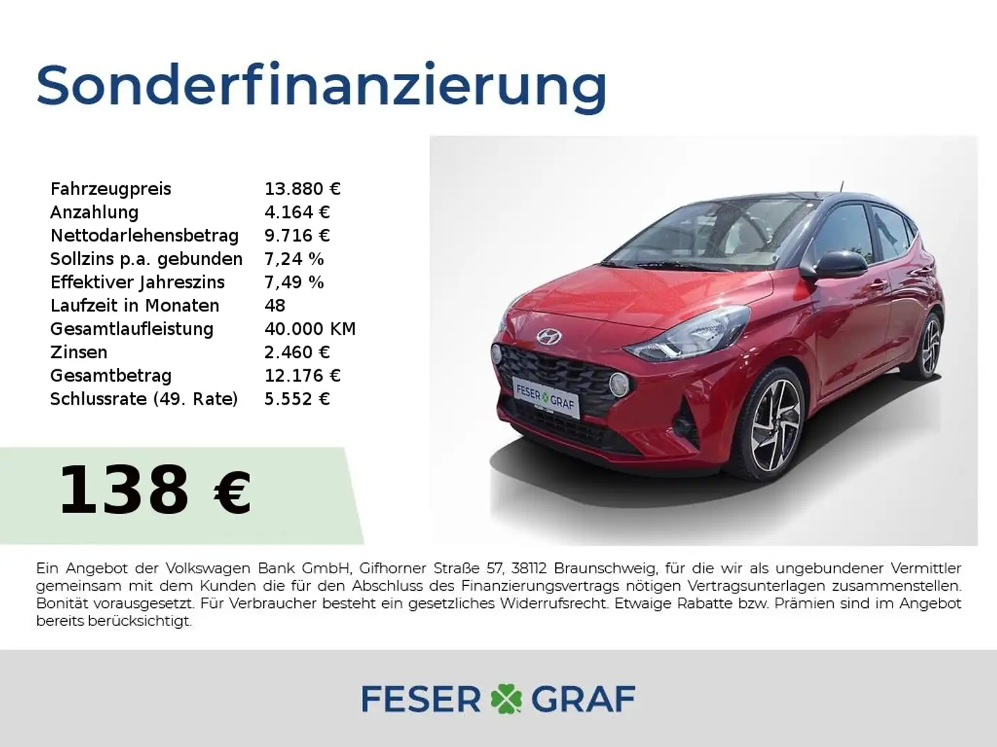 Hyundai i10 Trend 1.2 62kW 5-Gang AppleCarplay DAB+ 16" Rot - 1