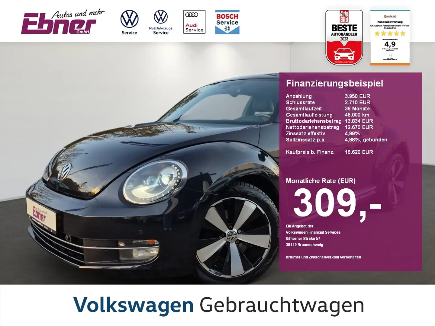 Volkswagen Beetle EXCLUSIVE SPORT 160PS TSI XENON+NAVI+SITZHZG+2xPDC Nero - 1