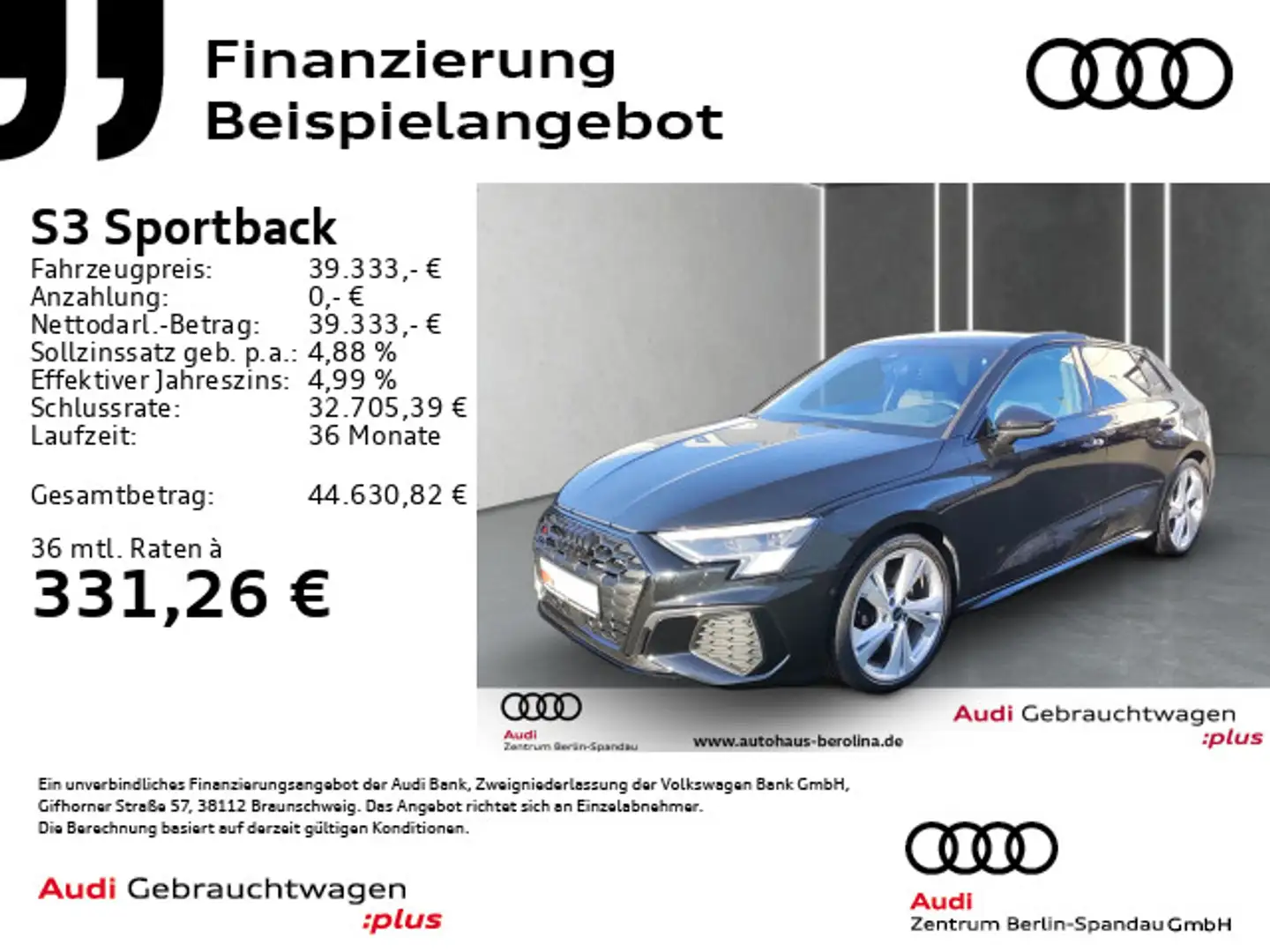 Audi S3 *MATRIX*B&O*Opt.-Schwarz+*NAV+*ACC* Schwarz - 1