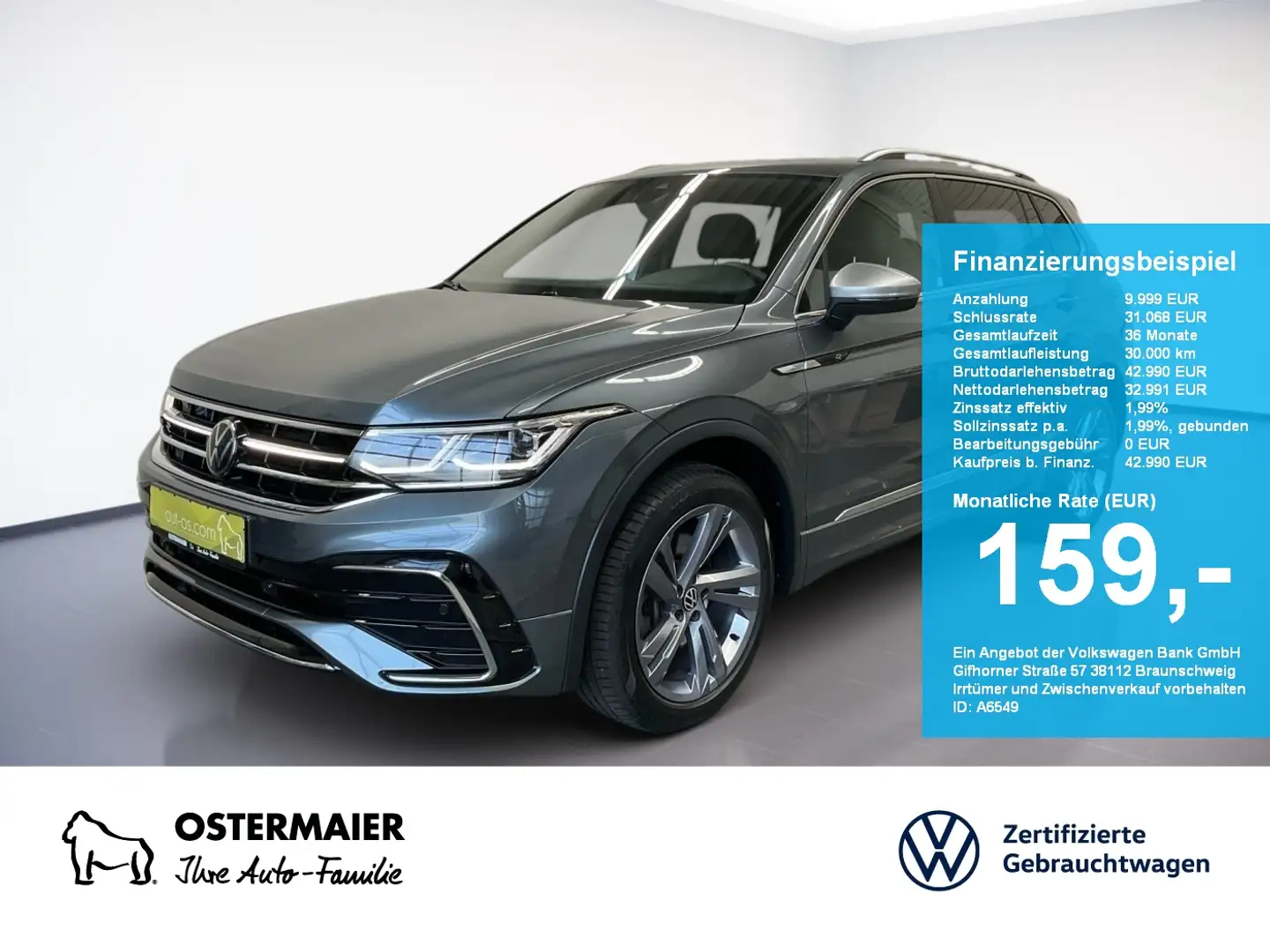 Volkswagen Tiguan Allspace R-LINE 2.0TSI 190PS 4Mo NP66T MATRIX.7-SITZE.PANO. Grau - 1