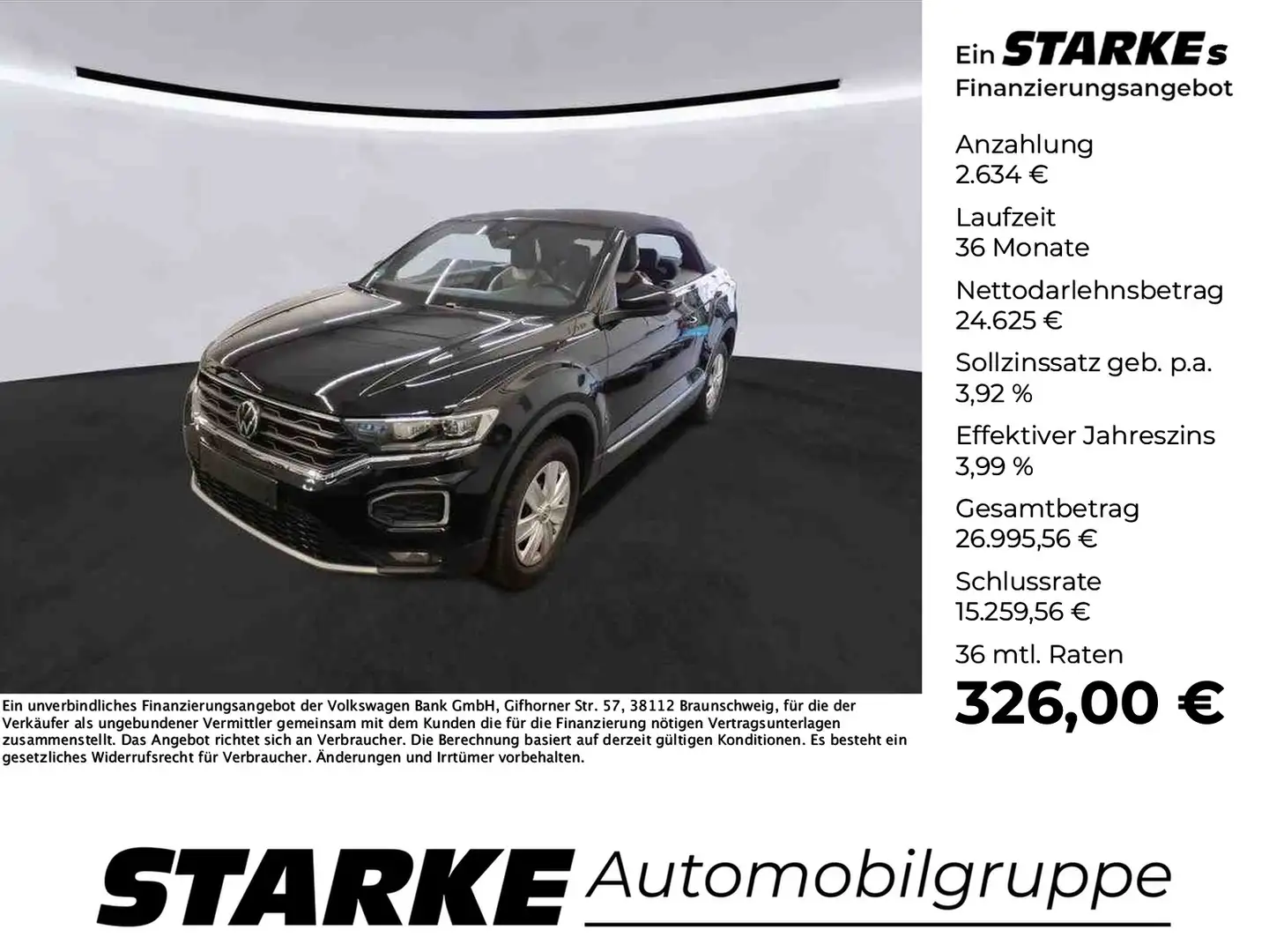 Volkswagen T-Roc Cabriolet 1.5 TSI DSG Style Schwarz - 1