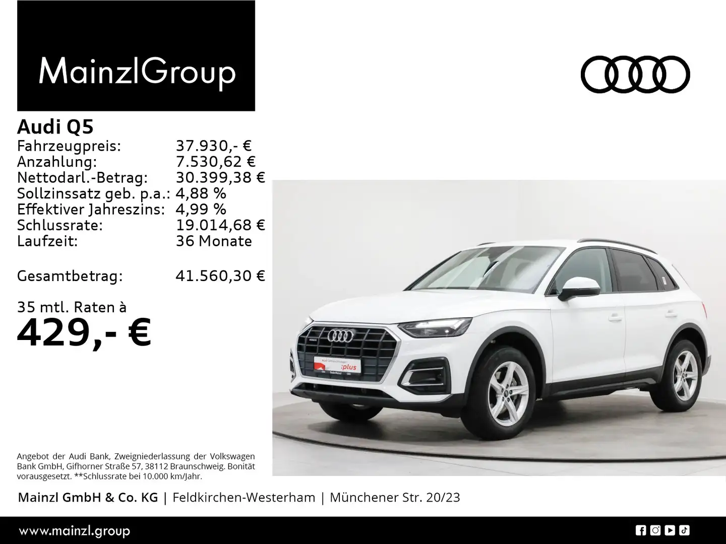 Audi Q5 40 TFSI quattro S tronic LED Kam. SHZ Carplay Weiß - 1