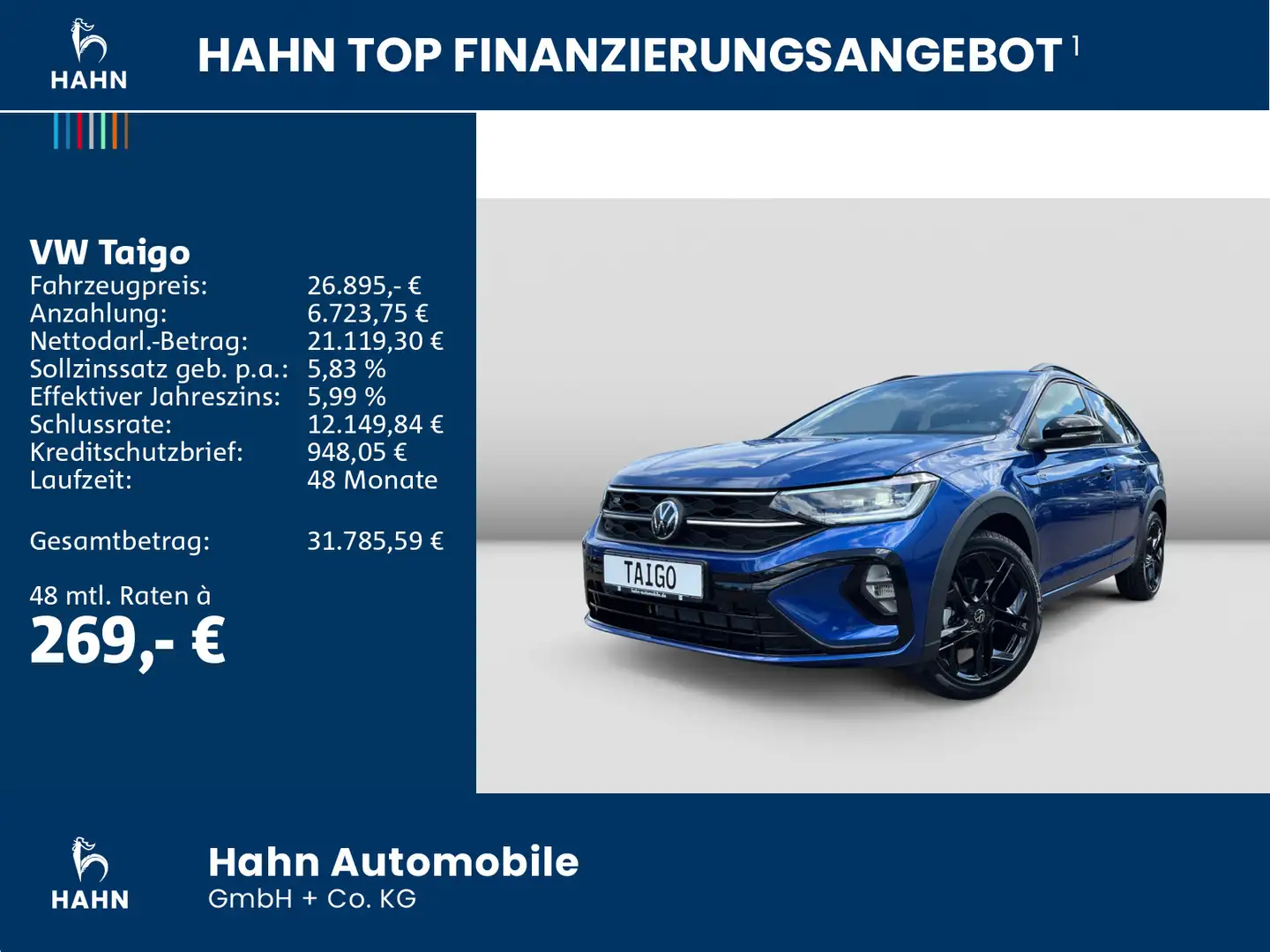 Volkswagen Taigo R-Line 1,0TSI DSG BLACKSTYLE KAM ACC APP Blau - 2