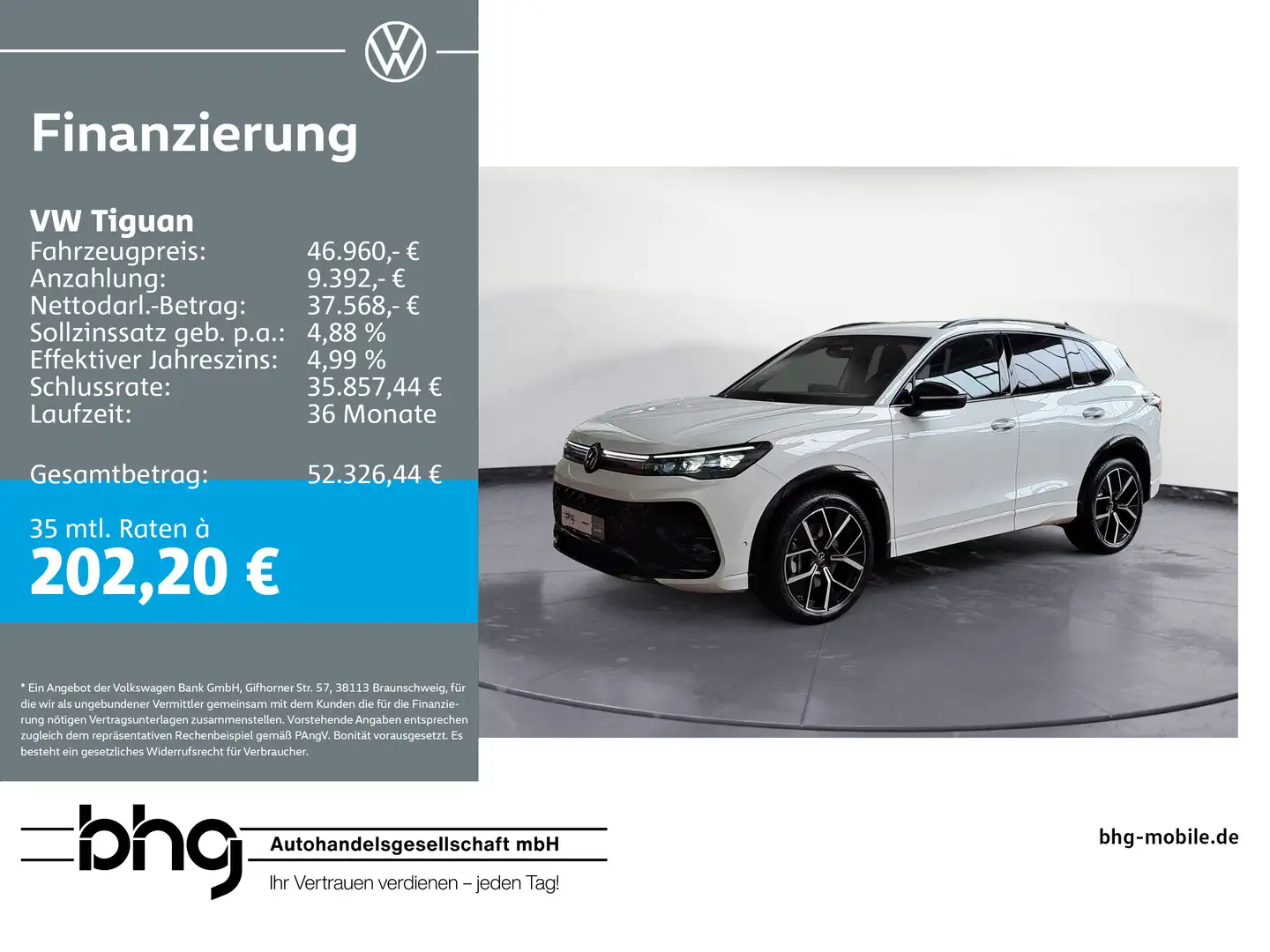 Volkswagen Tiguan 2.0 TDI SCR 4MOTION DSG R-Line *AHK*HEAD- Weiß - 1