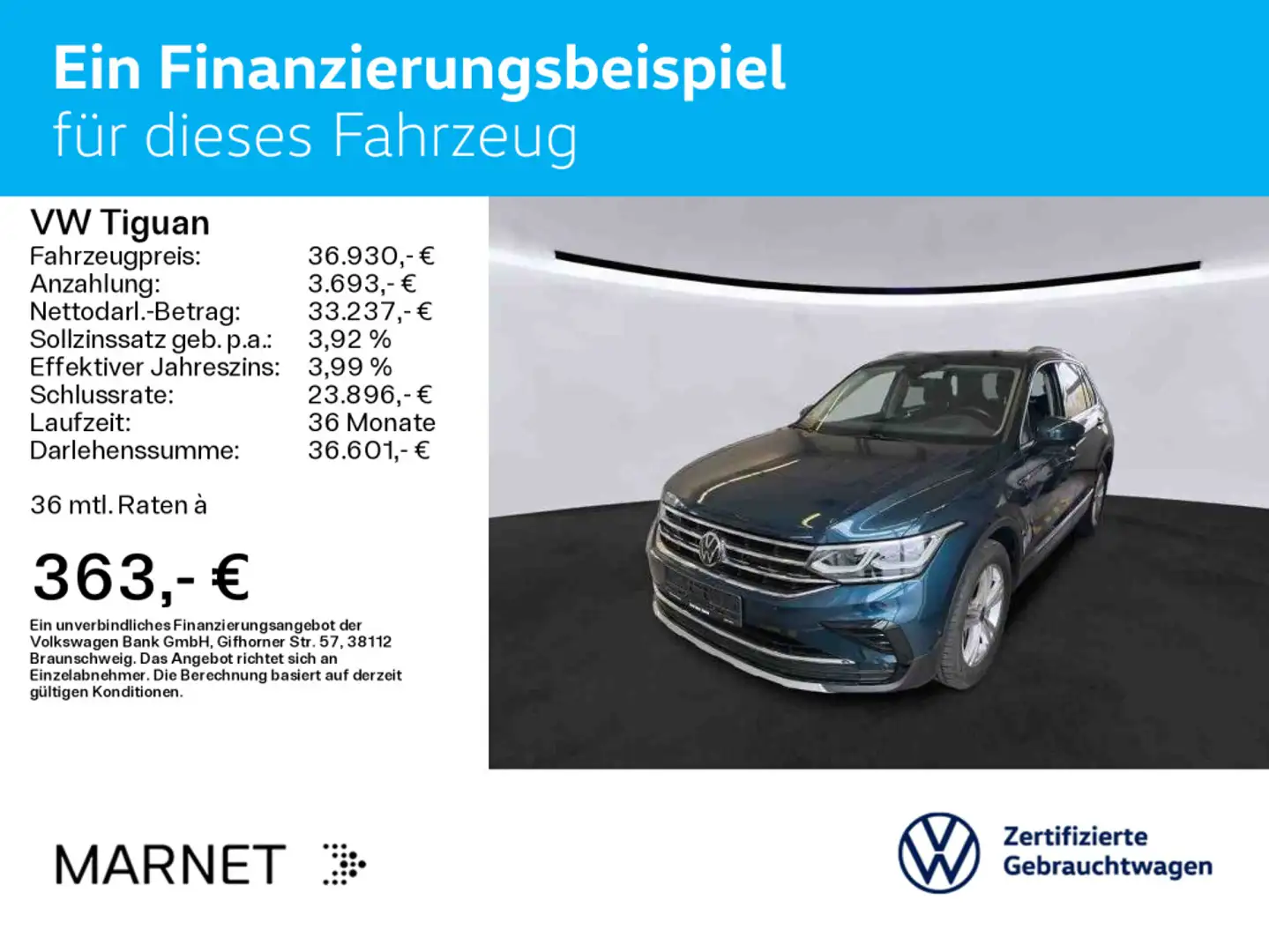 Volkswagen Tiguan Elegance 4Motion 2.0 TSI DSG Navi*AHK*Pan Blauw - 2