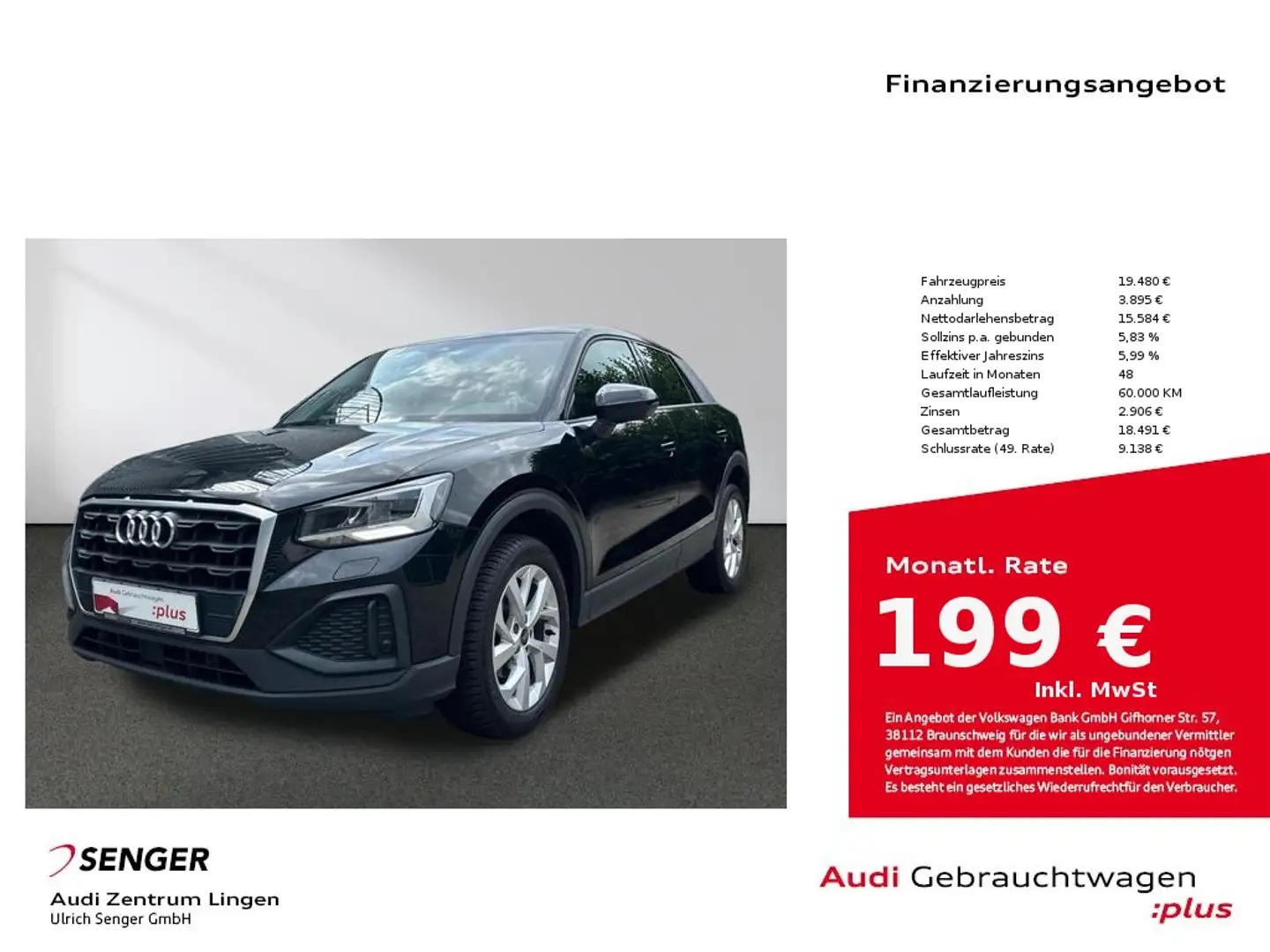 Audi Q2 35 TFSI S tronic MMI LED Kamera Komfort-Paket Noir - 1