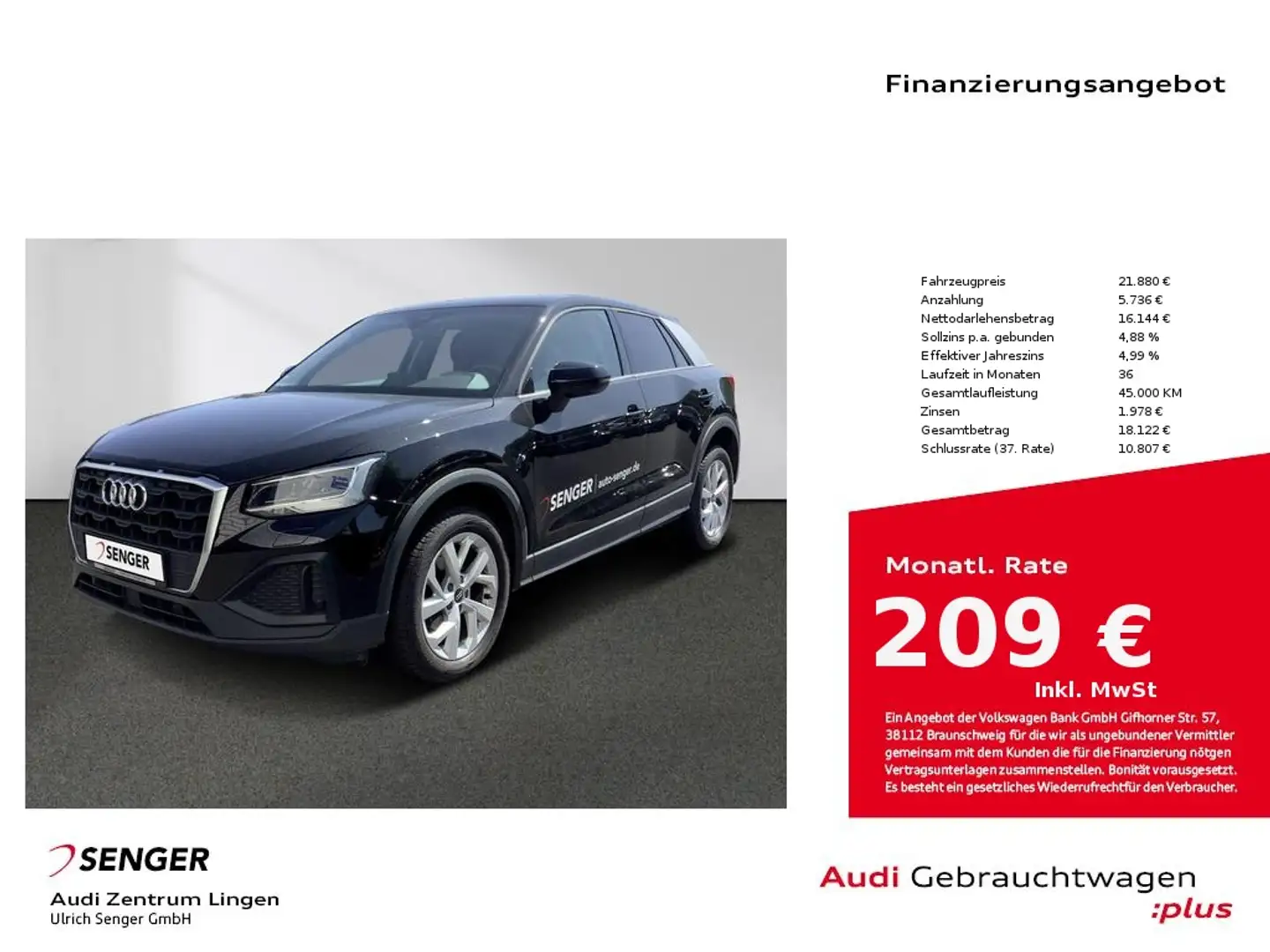 Audi Q2 35 TFSI S tronic MMI LED Kamera Komfort-Paket Noir - 1
