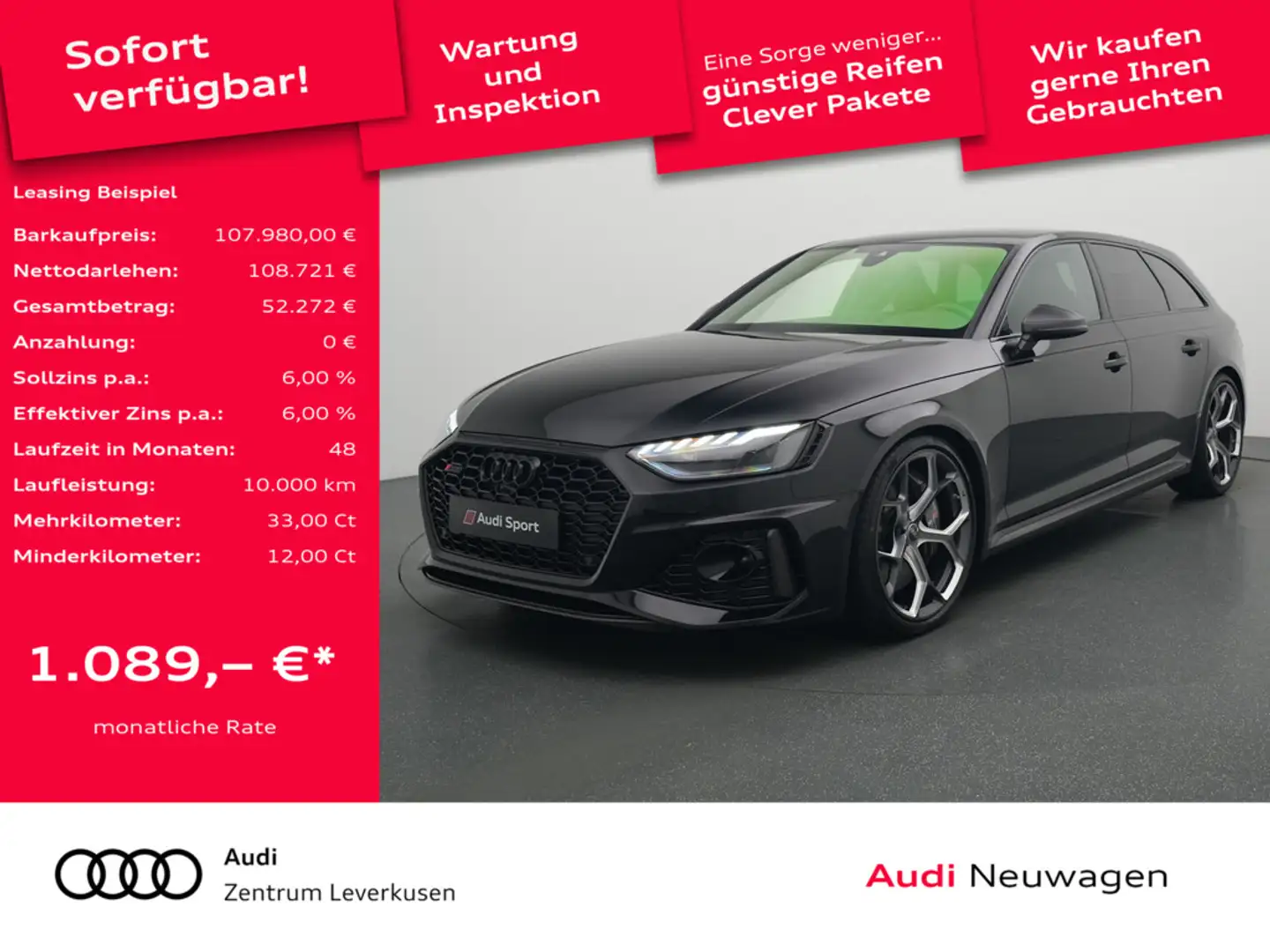 Audi RS4 cAvant edition 25 Years KERAMIKBREMSE 300 KMH Grijs - 1