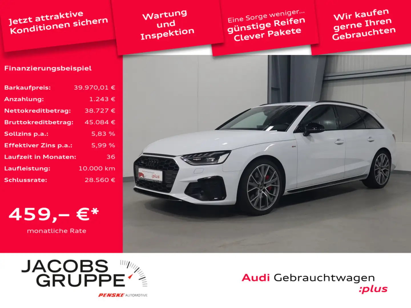 Audi A4 Avant 45 TFSI quattro S line B&O*Matrix-LED*AHK * Weiß - 1