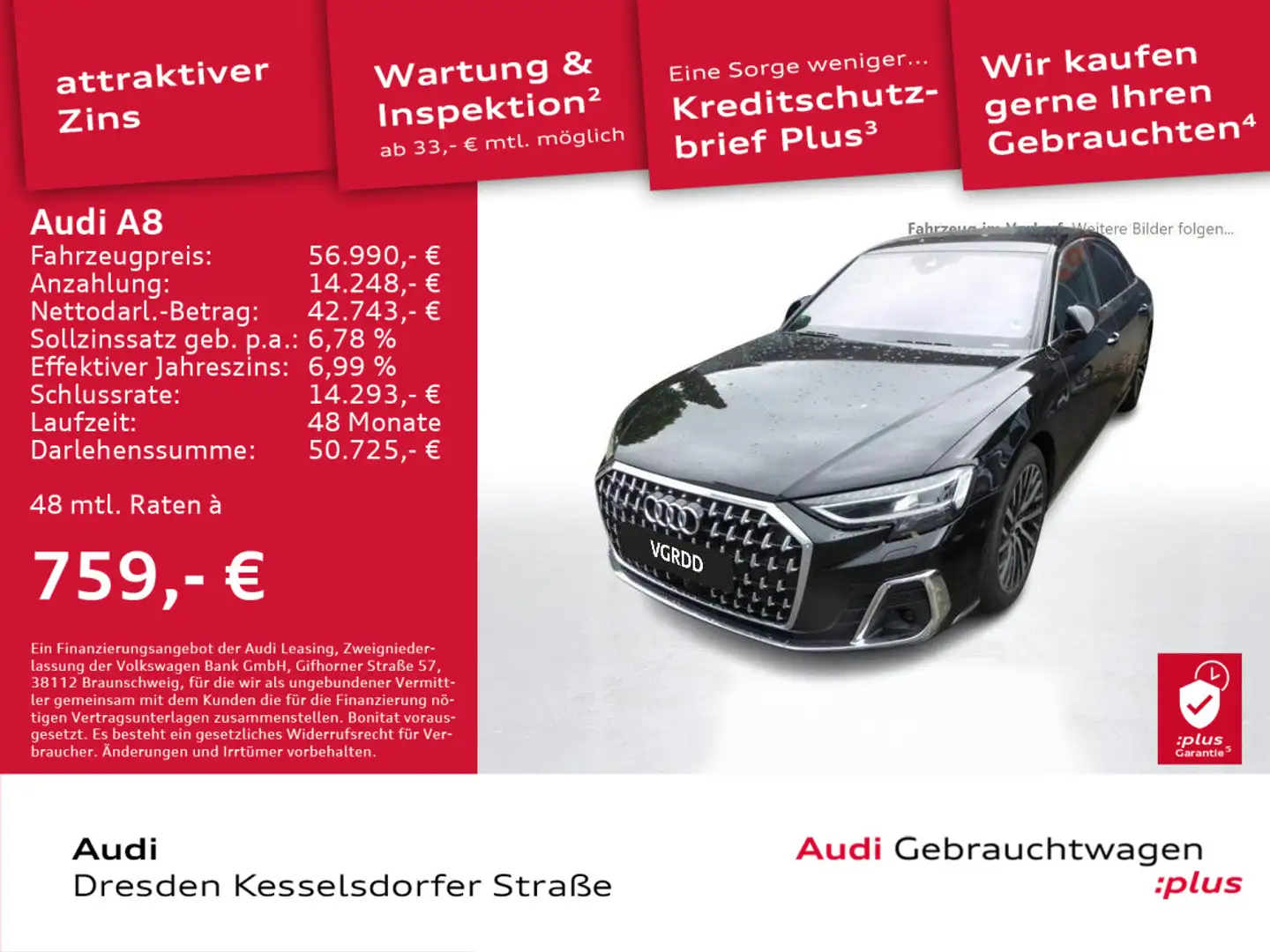 Audi A8 Lang 50 TDI quattro 210(286) kW(PS) tiptronic Schwarz - 1