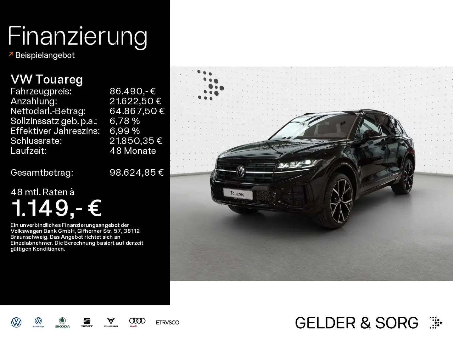 Volkswagen Touareg R-Line 3.0 TDI 4M HUD*PANO*STANHZG*LEDER Schwarz - 1