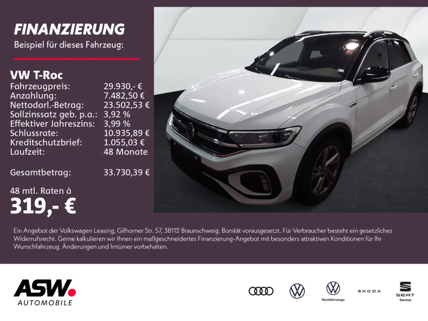 Volkswagen T-Roc R-Line 1,5 TSI DSG LED NAVI AHK RFK ACC Weiß - 1