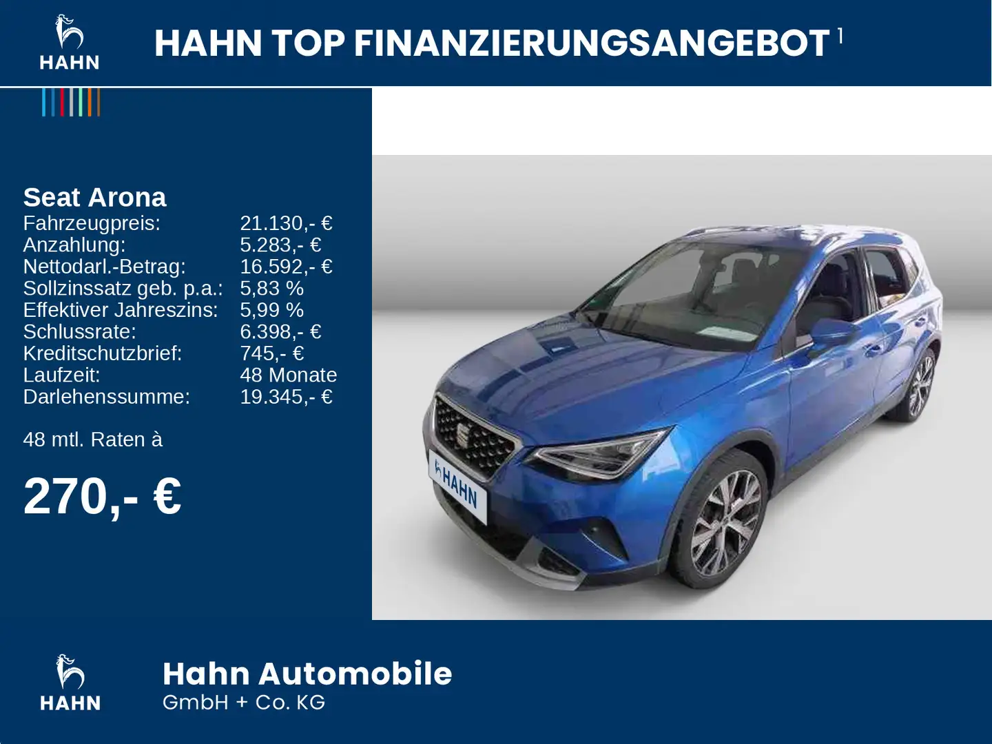 SEAT Arona 1.0 TSI DSG Xperience Navi CAM LED Sitzhzg Bleu - 2