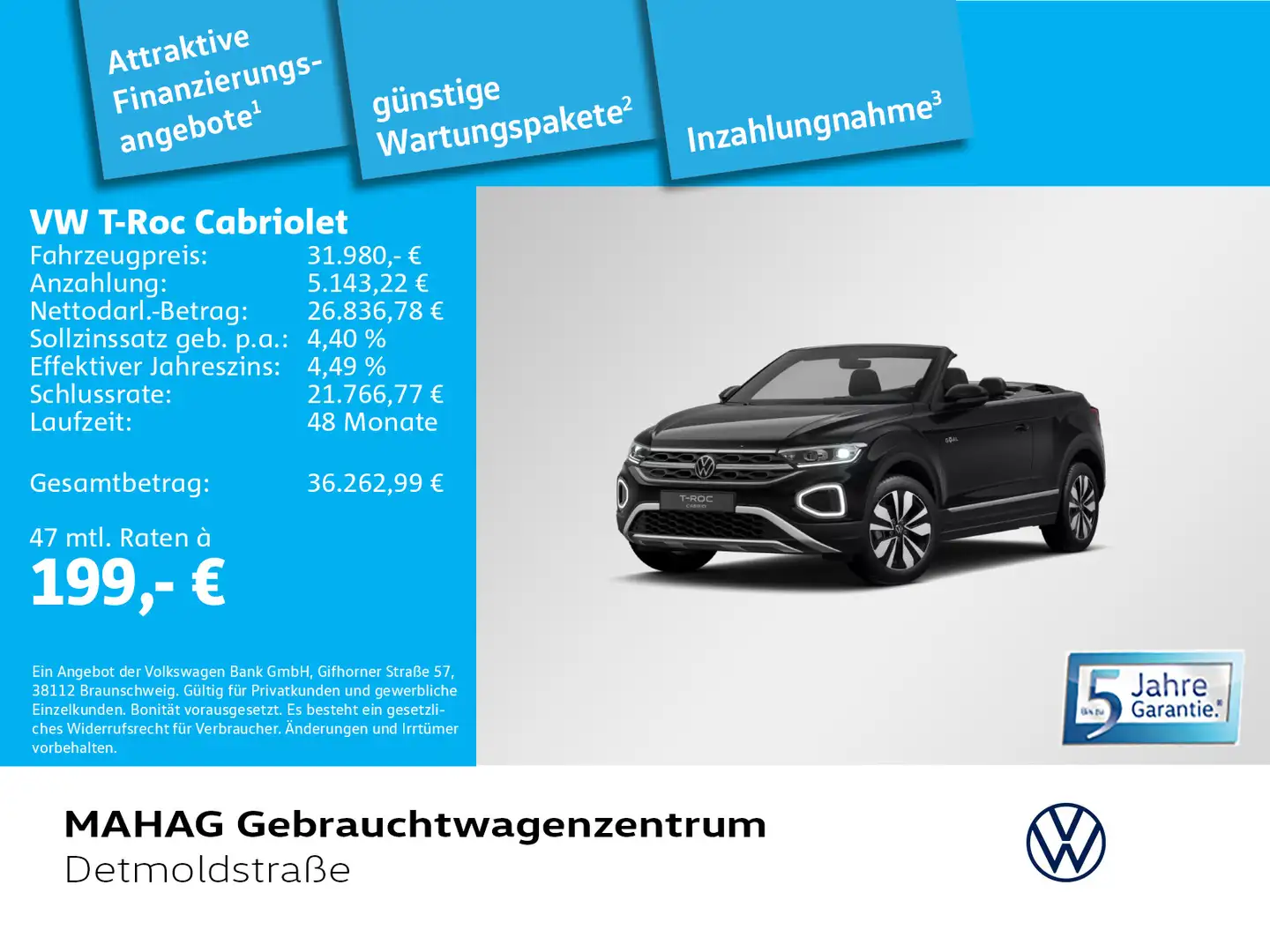 Volkswagen T-Roc GOAL 1.5 TSI LED+ Navi ParkAssis Schwarz - 1