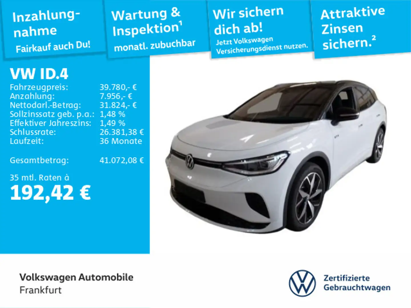 Volkswagen ID.4 GTX 4Motion IQ.Light Navi LaneAssist FrontA Weiß - 1