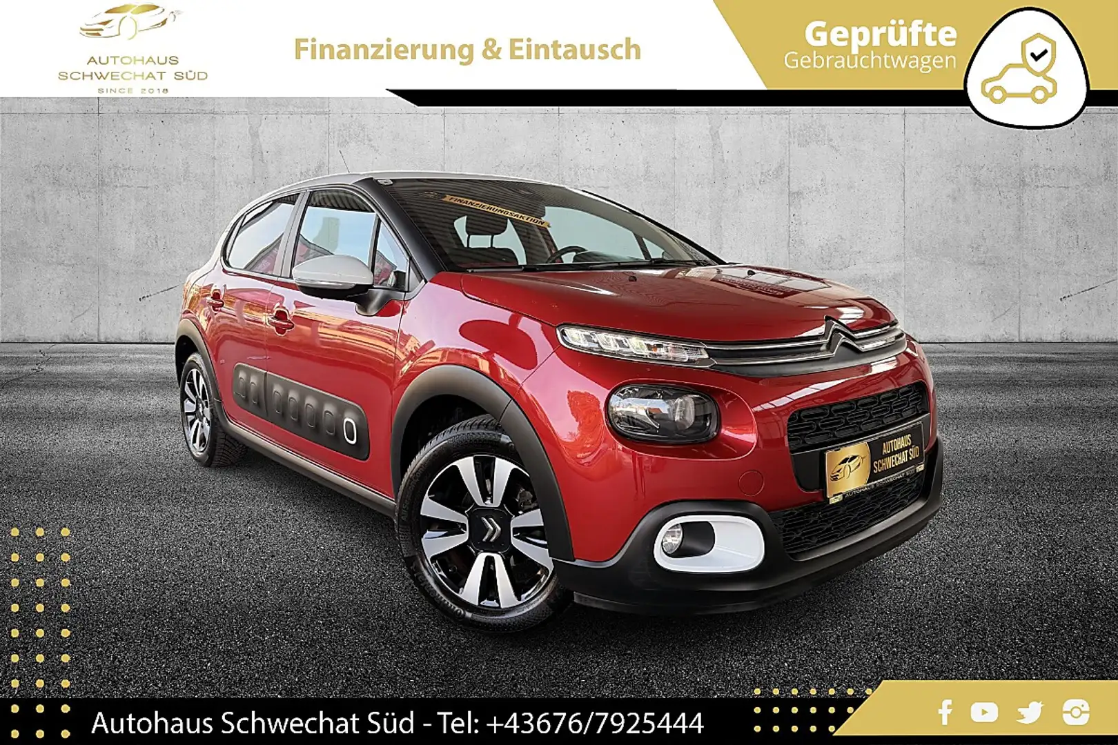 Citroen C3 1.2 PureTech 82 Feel // 1.BESITZ // NUR 71.000 ... Rot - 1
