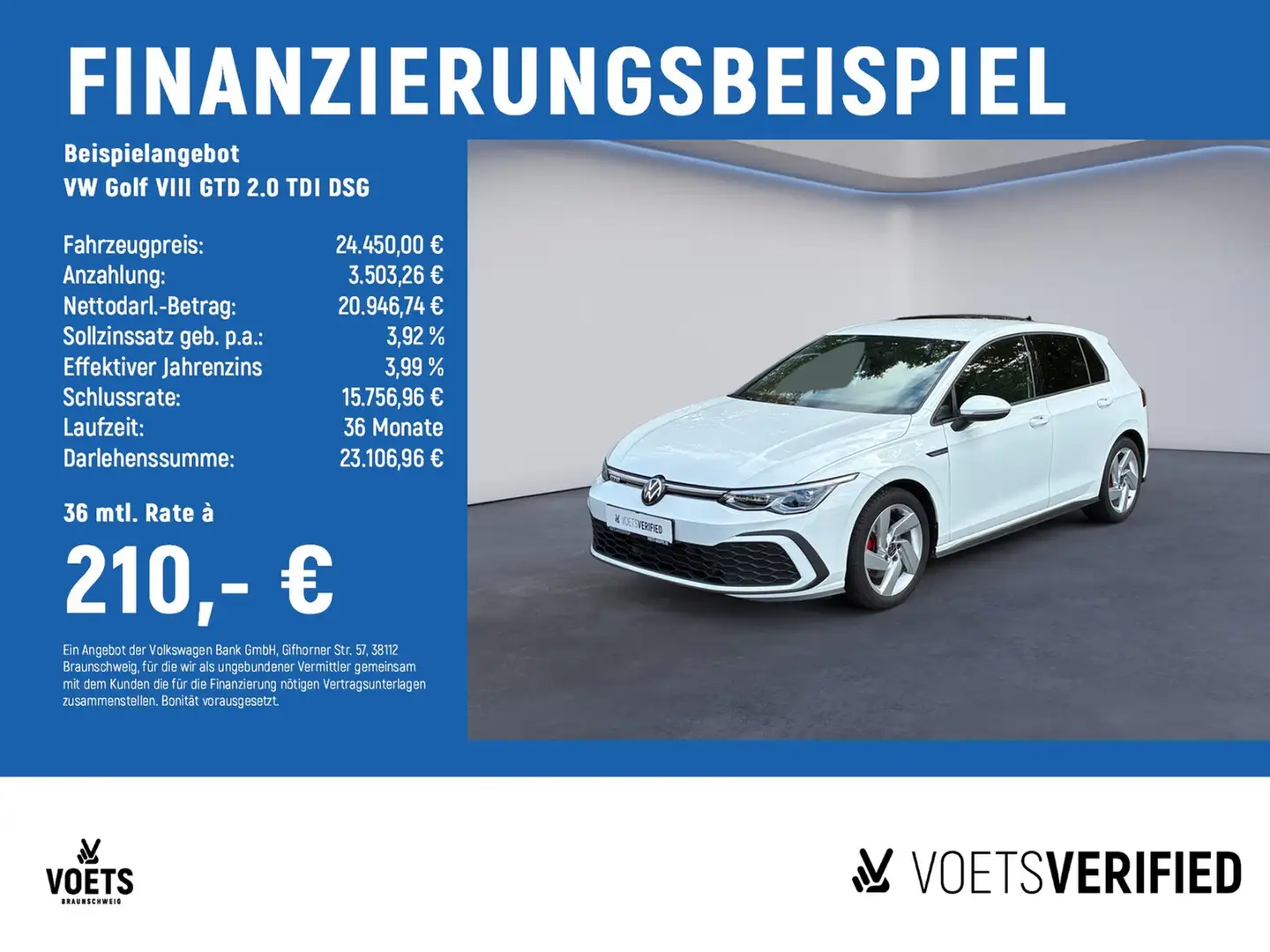 Volkswagen Golf VIII GTD 2.0 TDI DSG RearView+AppConnect+NAVI Weiß - 2