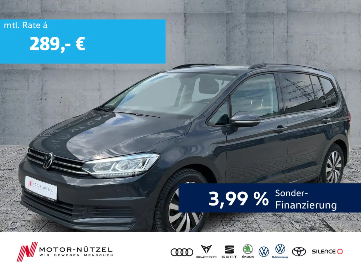 Volkswagen Touran 2.0 TDI DSG CL LED+NAVI+SHZ+PDC+AHK+PANO Grijs - 1