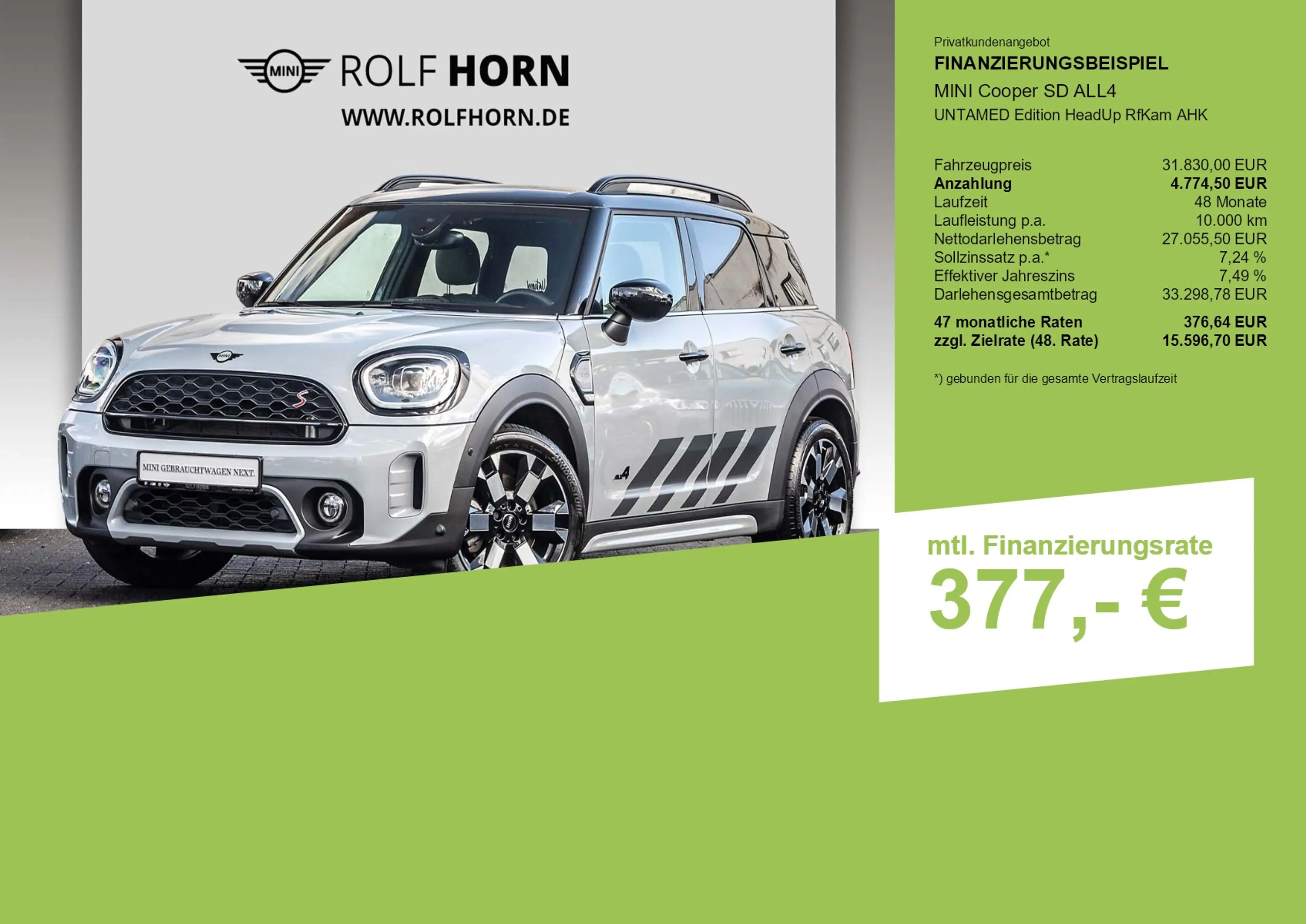 MINI Cooper SD Countryman Cooper SD ALL4 UNTAMED Edition HeadUp RfKam AHK — photo 3
