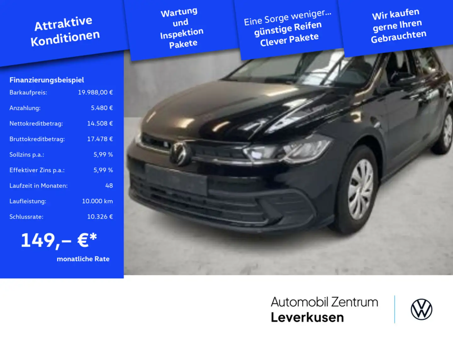 Volkswagen Polo Life LED DSG VIRT SHZ PDC KLIMA Schwarz - 1
