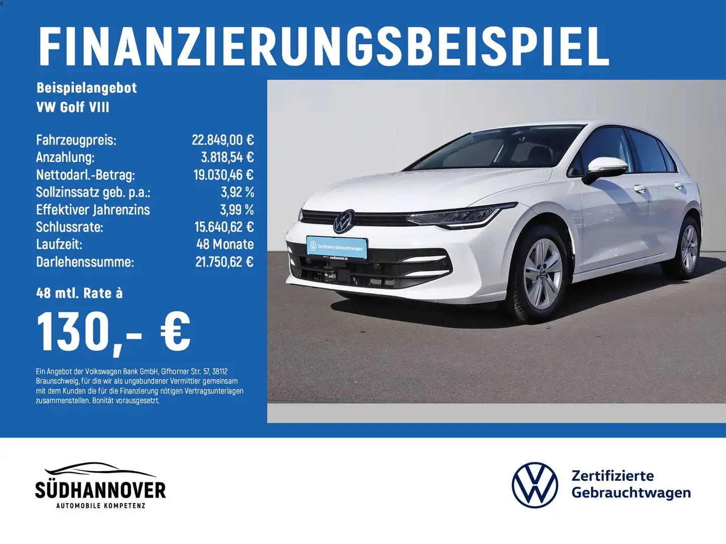 Volkswagen Golf VIII Life 1.5 TSI NAVI+LED+SHZ+PDC+GRA Weiß - 2