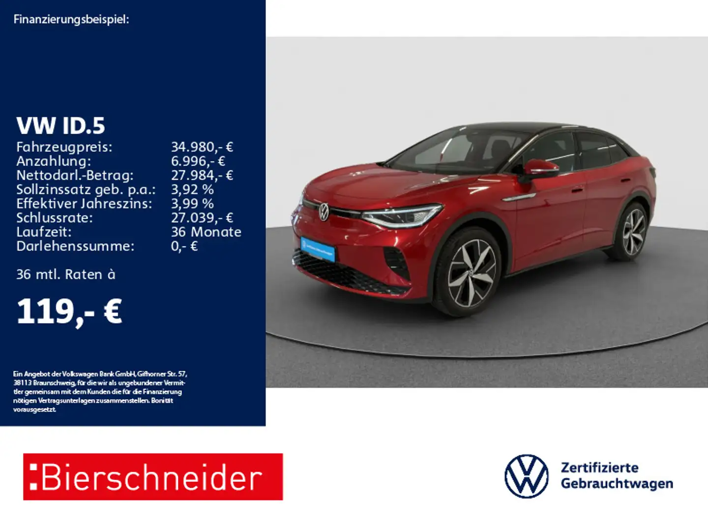 Volkswagen ID.5 GTX 4Mo AHK PANO DCC HuD 360 Roşu - 1