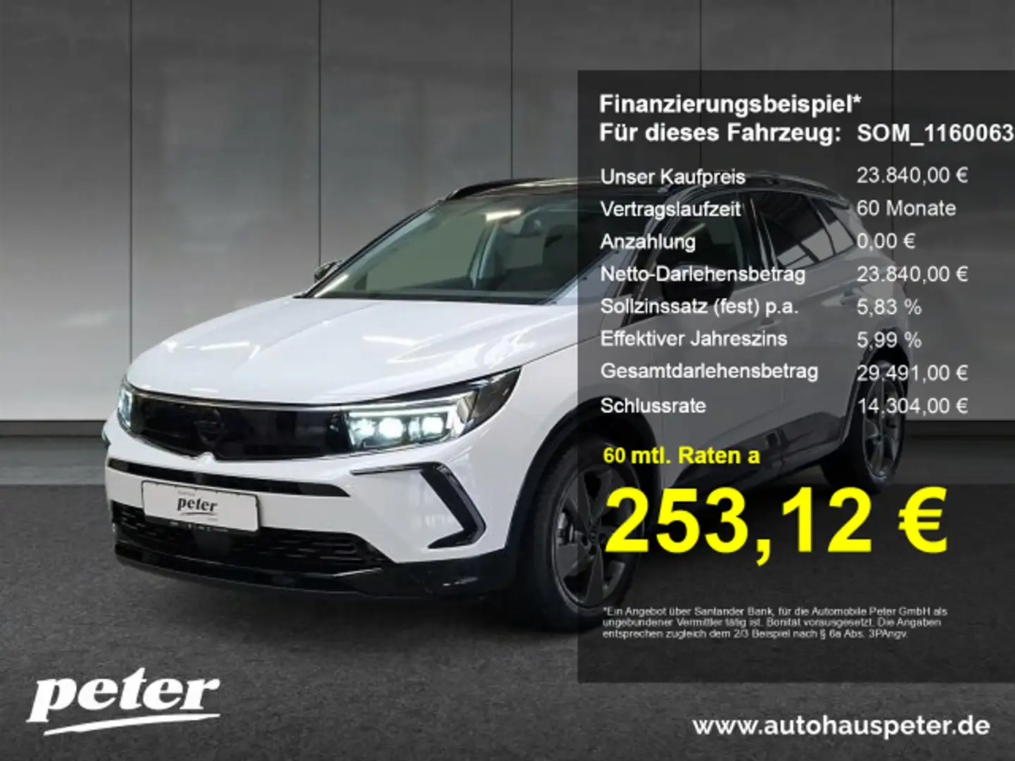Opel Grandland Grandland 1.2 Turbo GS Line Automatik Alcantara Allwetter (THC) Weiß - 1