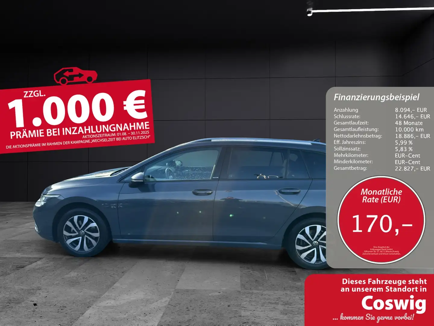 Volkswagen Golf VIII Variant eTSI Active DSG LED ACC SH Navi Re... Grau - 1